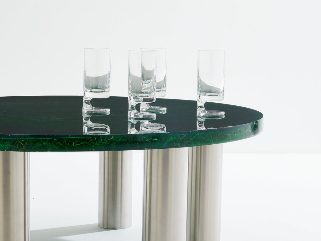 Marie-Claude De Fouquières round fractal resin coffee table 1970