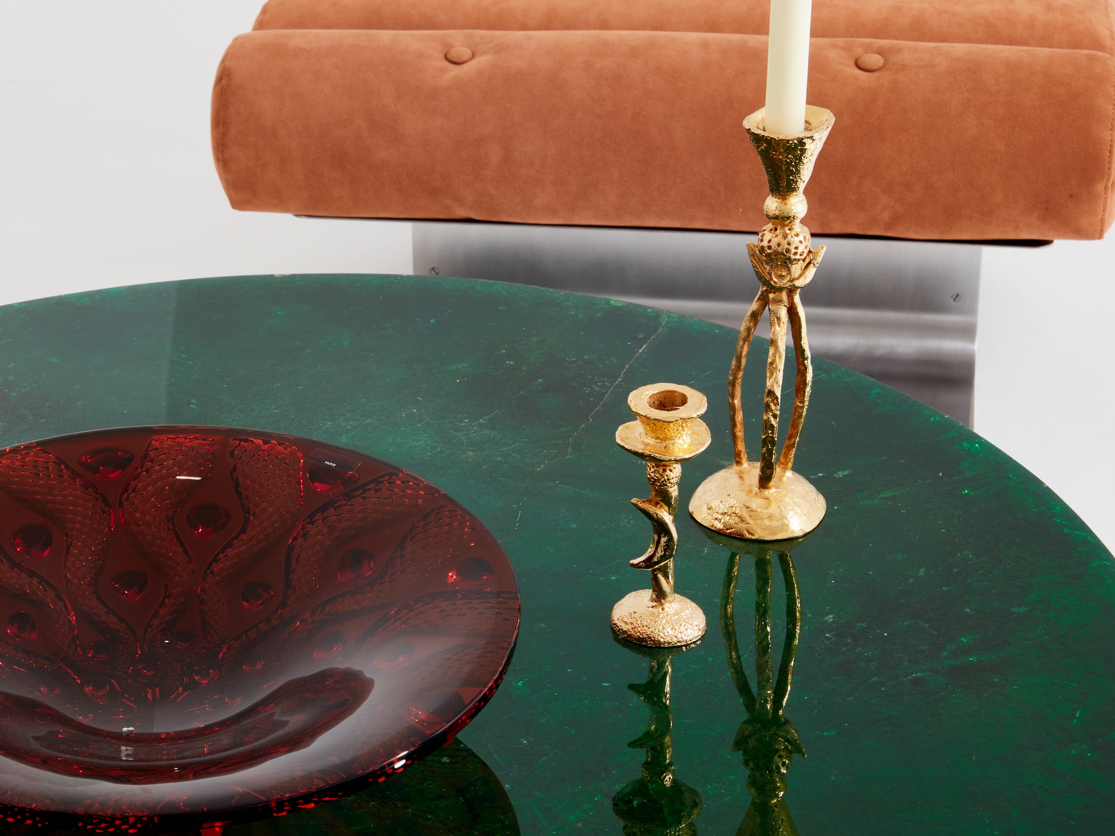 Marie-Claude De Fouquières round fractal resin coffee table 1970