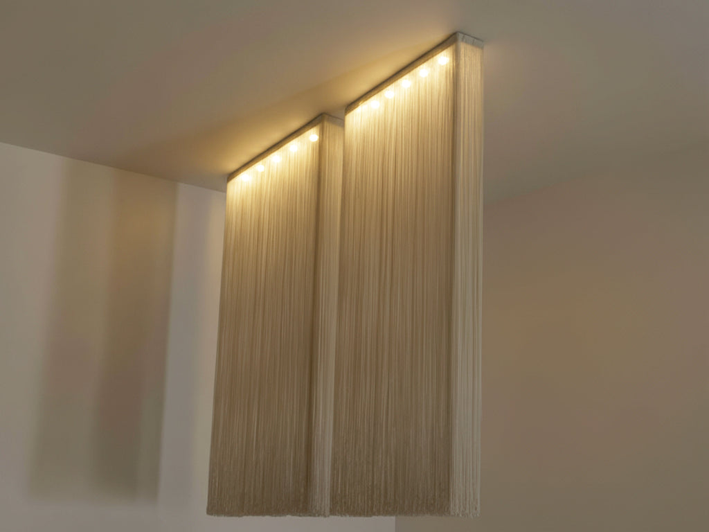 Pair of Mariyo Yagi Garbo chandeliers metal and nylon 1970s