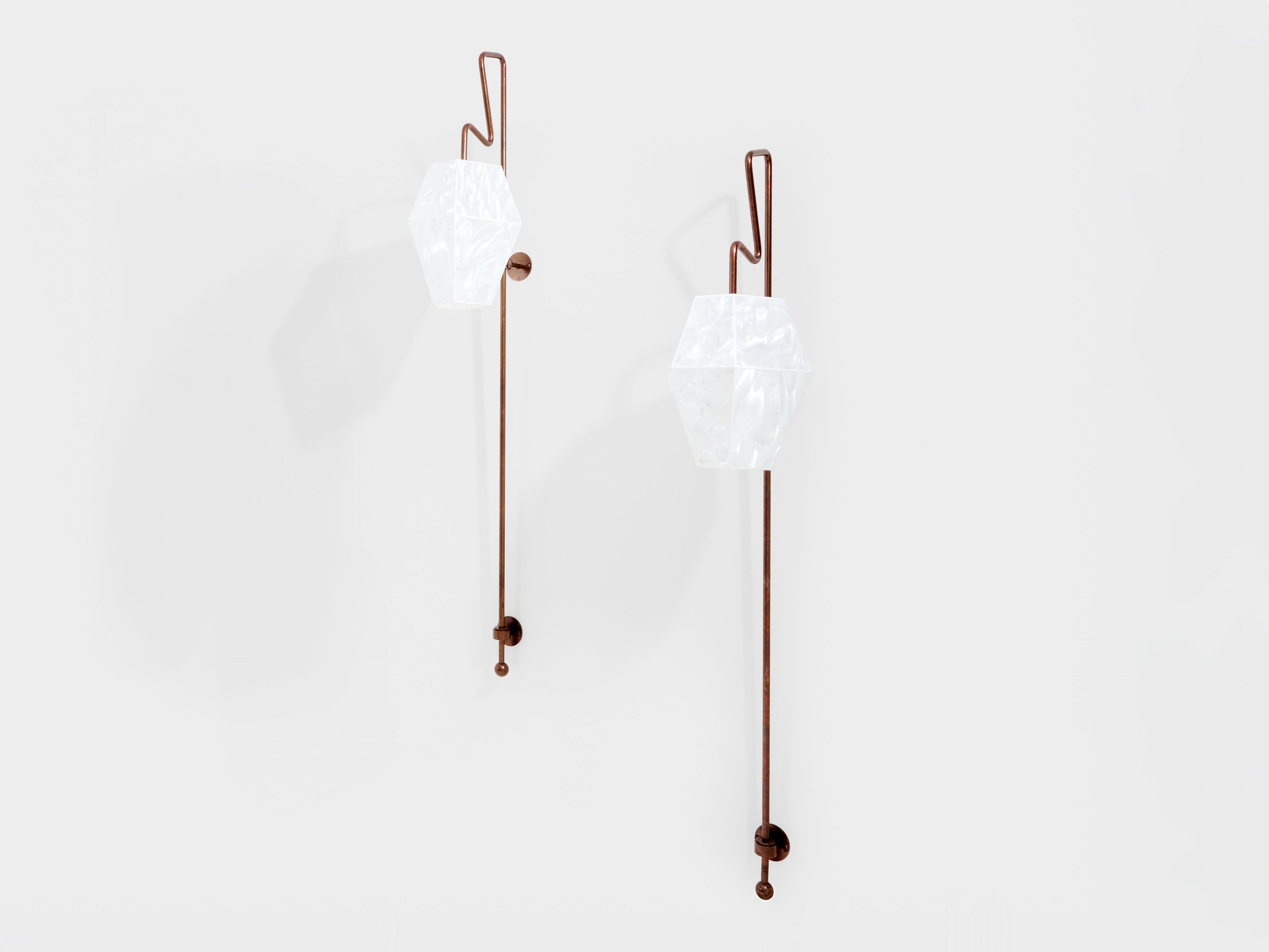 Mattia Bonetti pair of tall patinated metal wall lights sconces 2009
