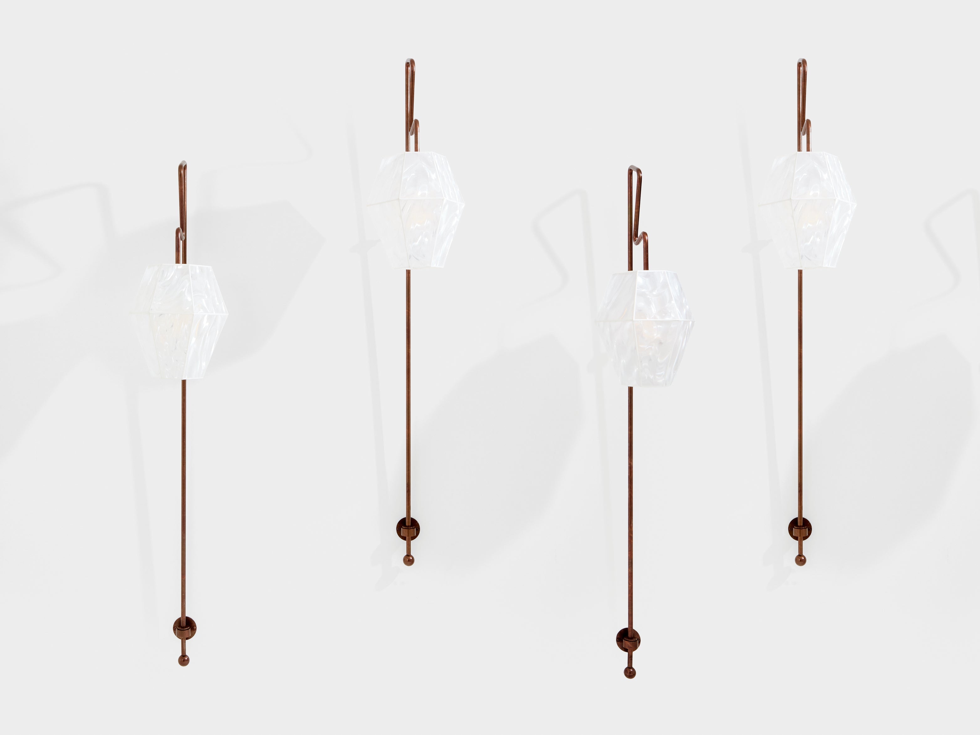 Mattia Bonetti pair of tall patinated metal wall lights sconces 2009