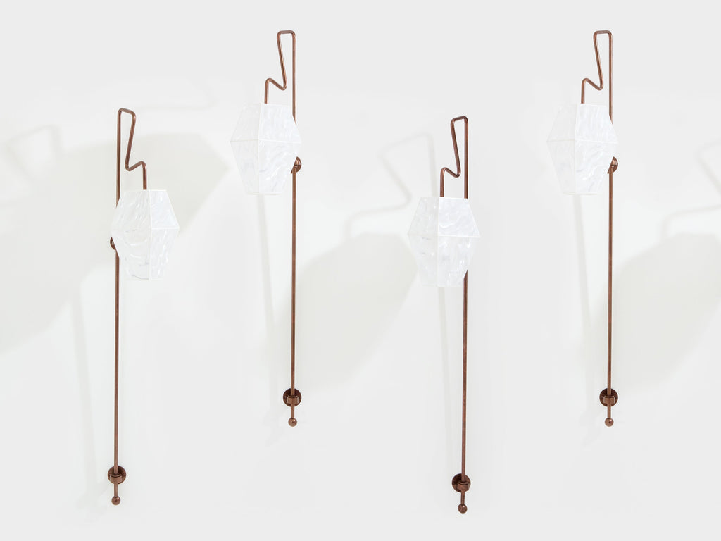 Mattia Bonetti pair of tall patinated metal wall lights sconces 2009