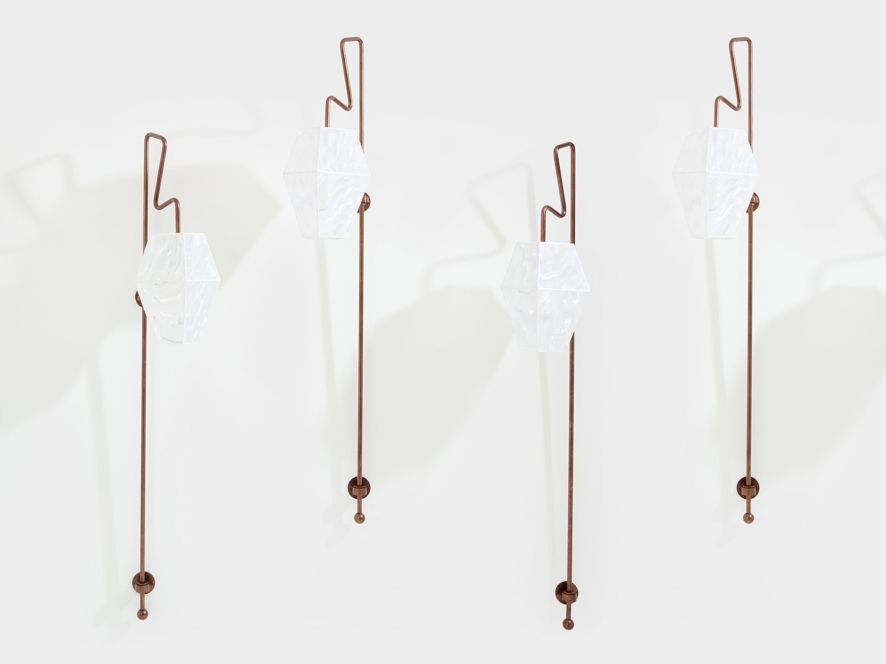 Mattia Bonetti pair of tall patinated metal wall lights sconces 2009