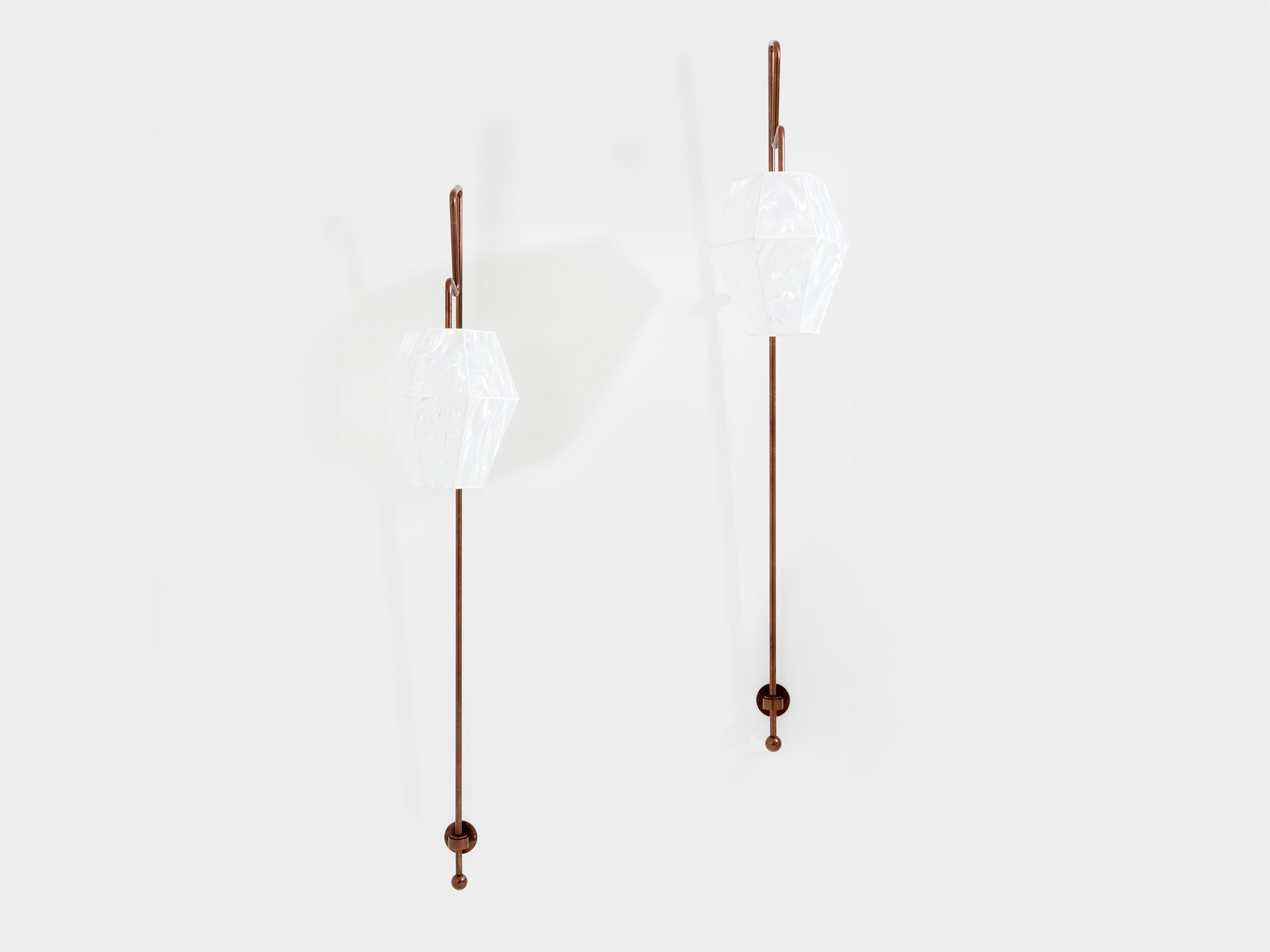 Mattia Bonetti pair of tall patinated metal wall lights sconces 2009