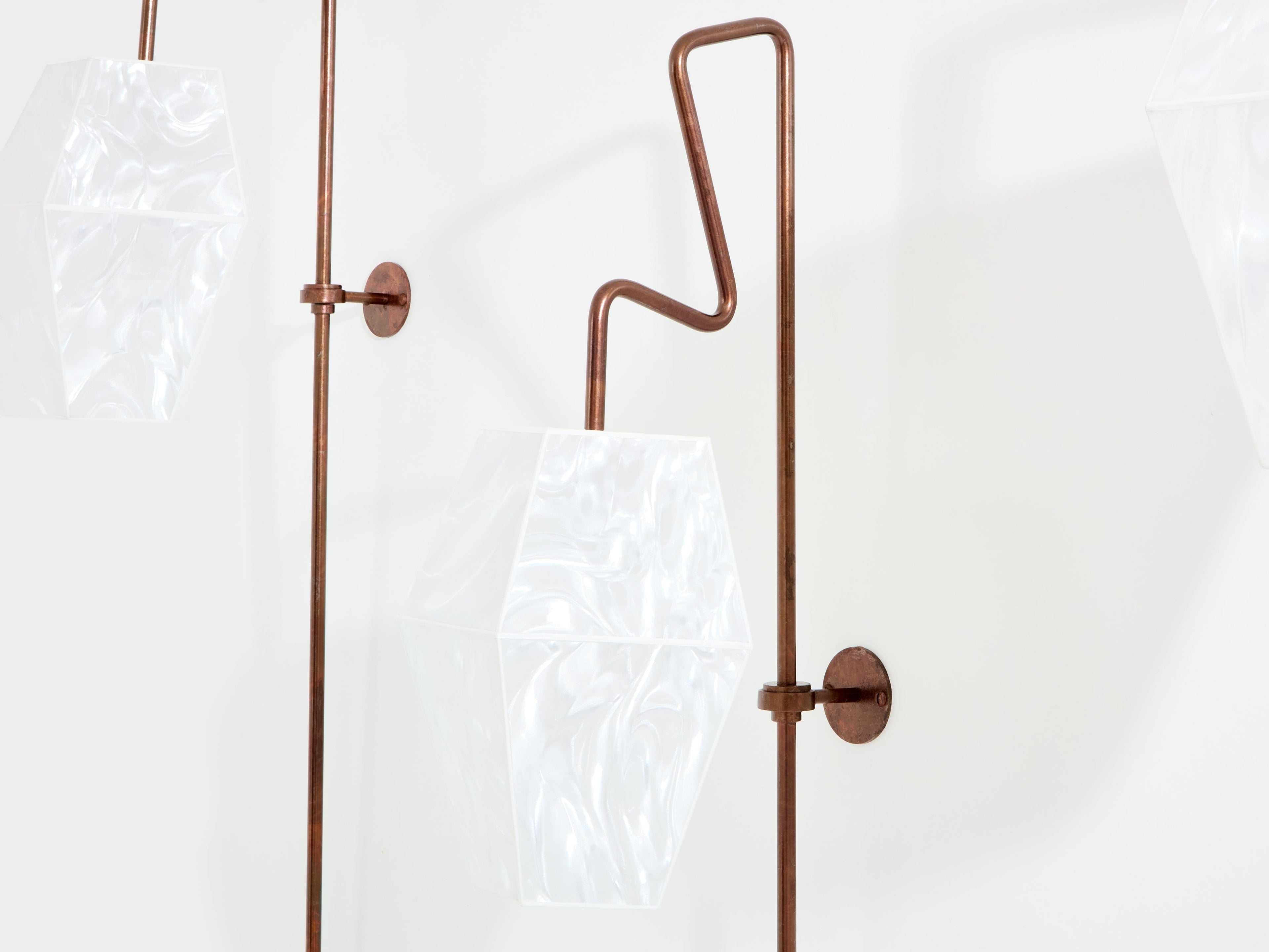 Mattia Bonetti pair of tall patinated metal wall lights sconces 2009