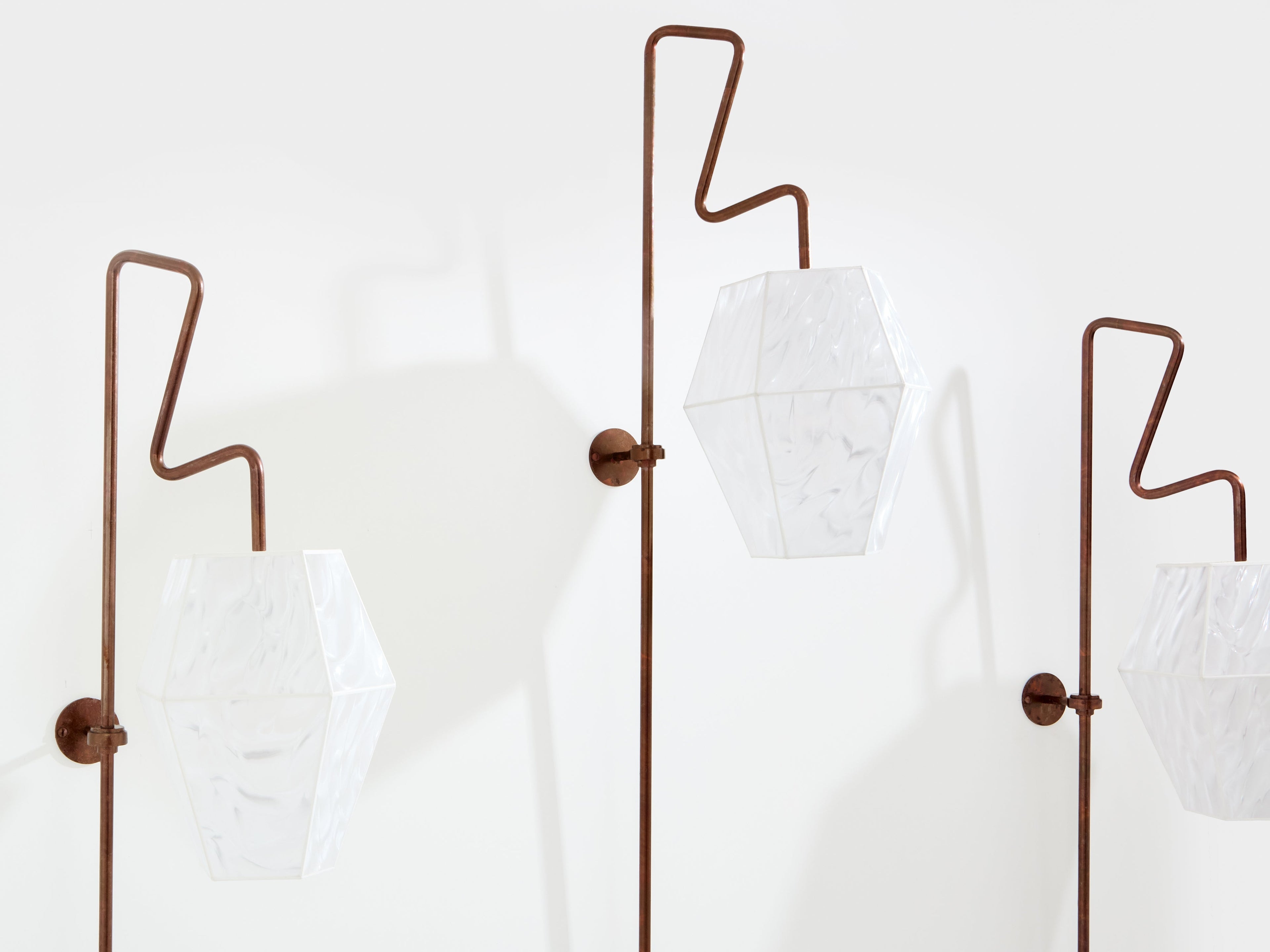 Mattia Bonetti pair of tall patinated metal wall lights sconces 2009