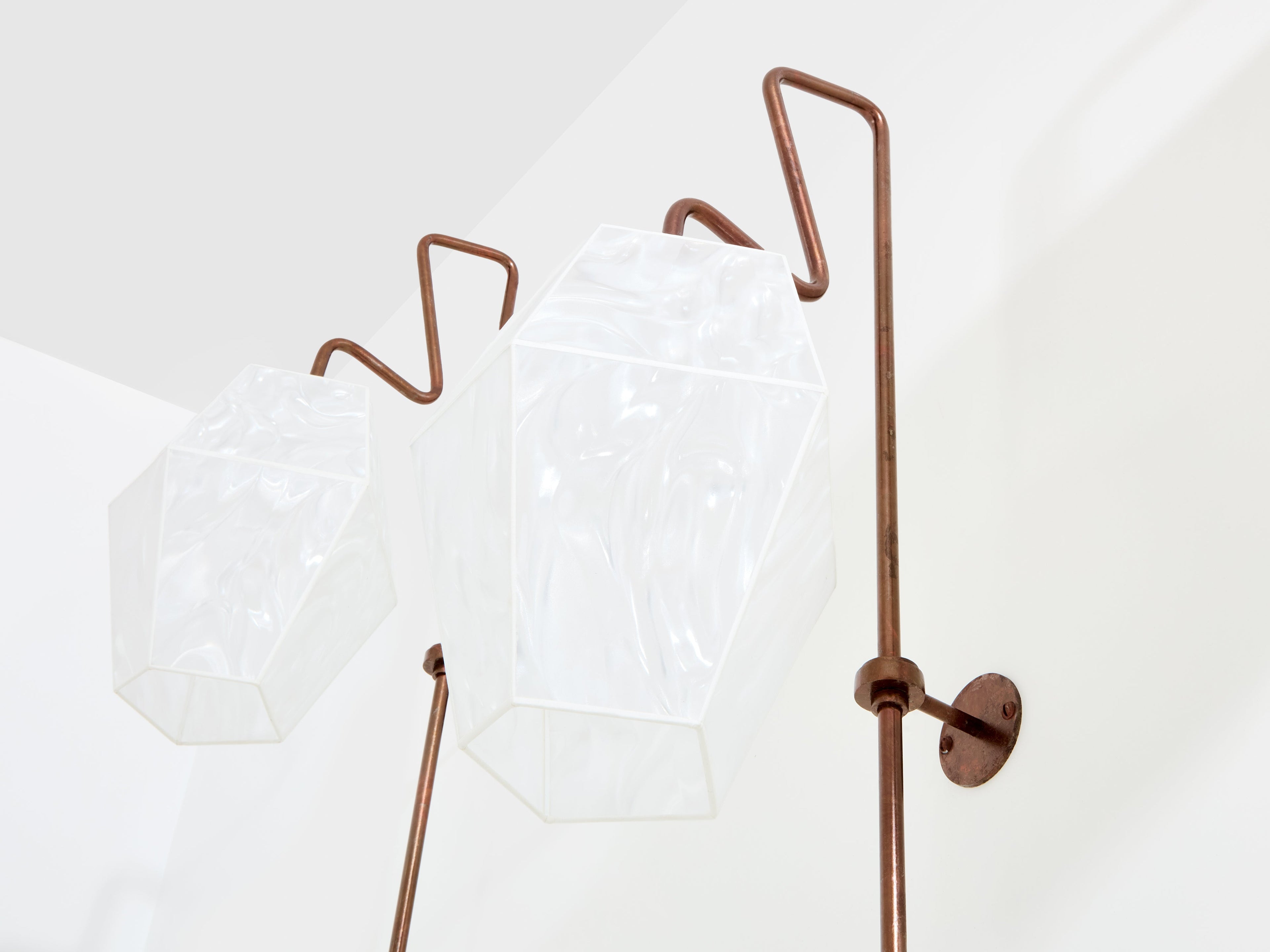 Mattia Bonetti pair of tall patinated metal wall lights sconces 2009