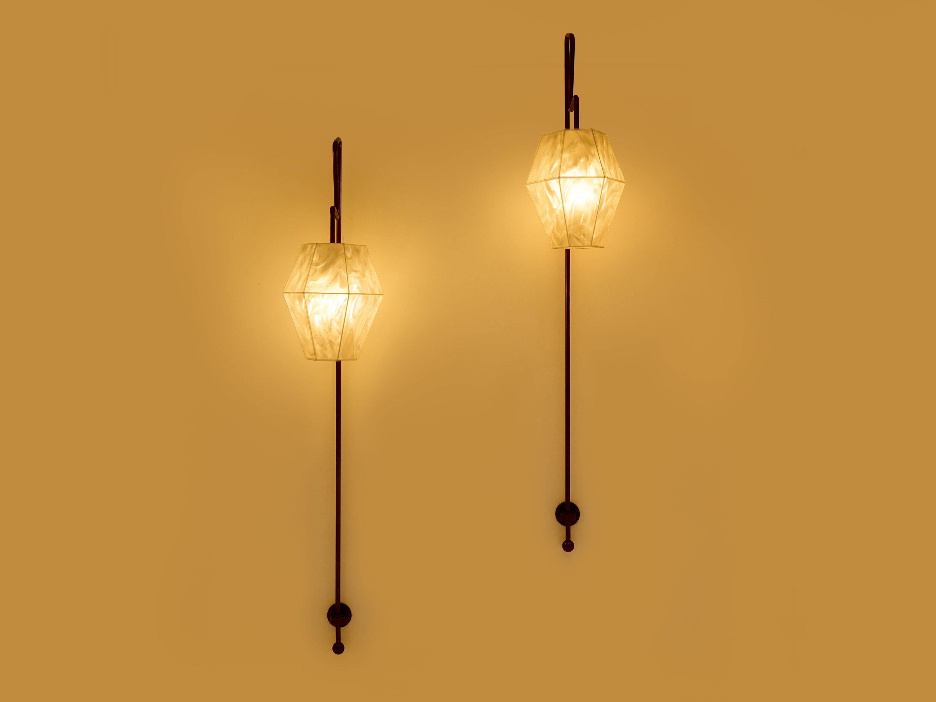 Mattia Bonetti pair of tall patinated metal wall lights sconces 2009