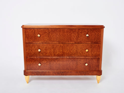 Art deco amboyna burl wood commode attr. Maurice Dufrène 1940s