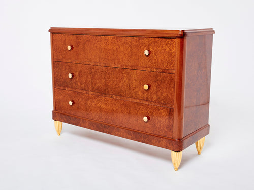Art deco amboyna burl wood commode attr. Maurice Dufrène 1940s