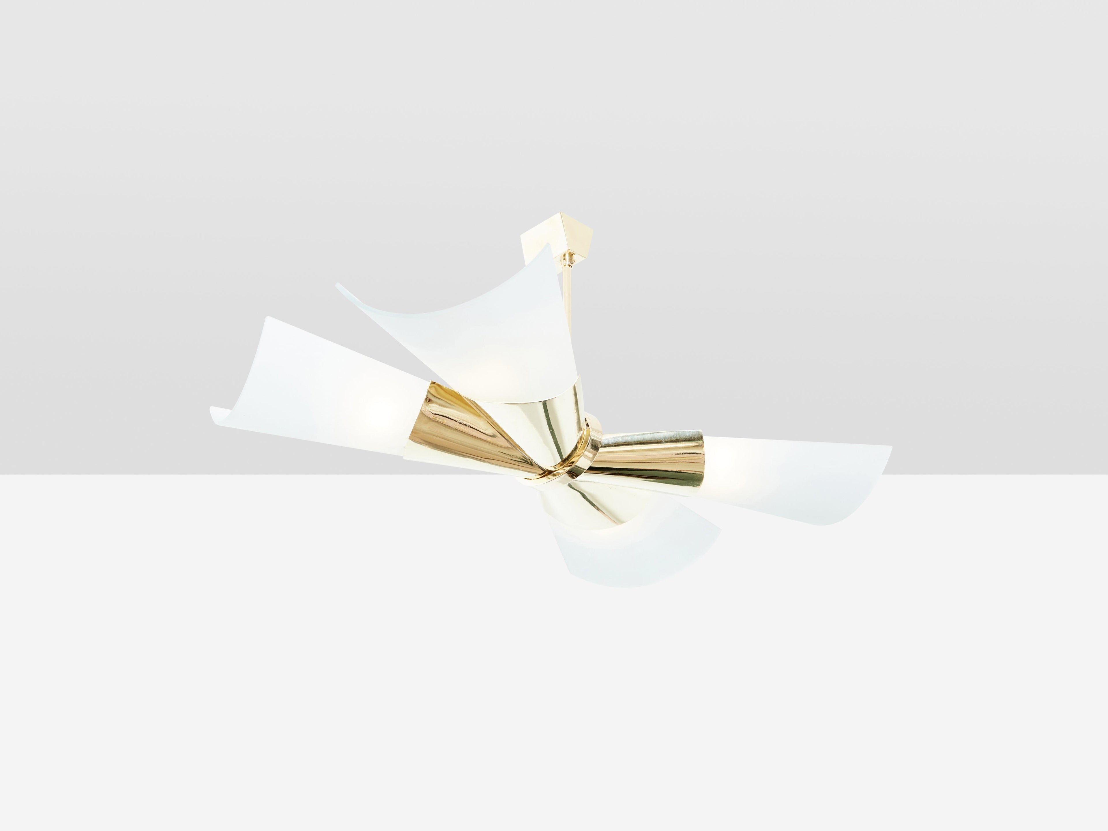 Max Ingrand for Fontana Arte brass opalin glass chandelier 1955