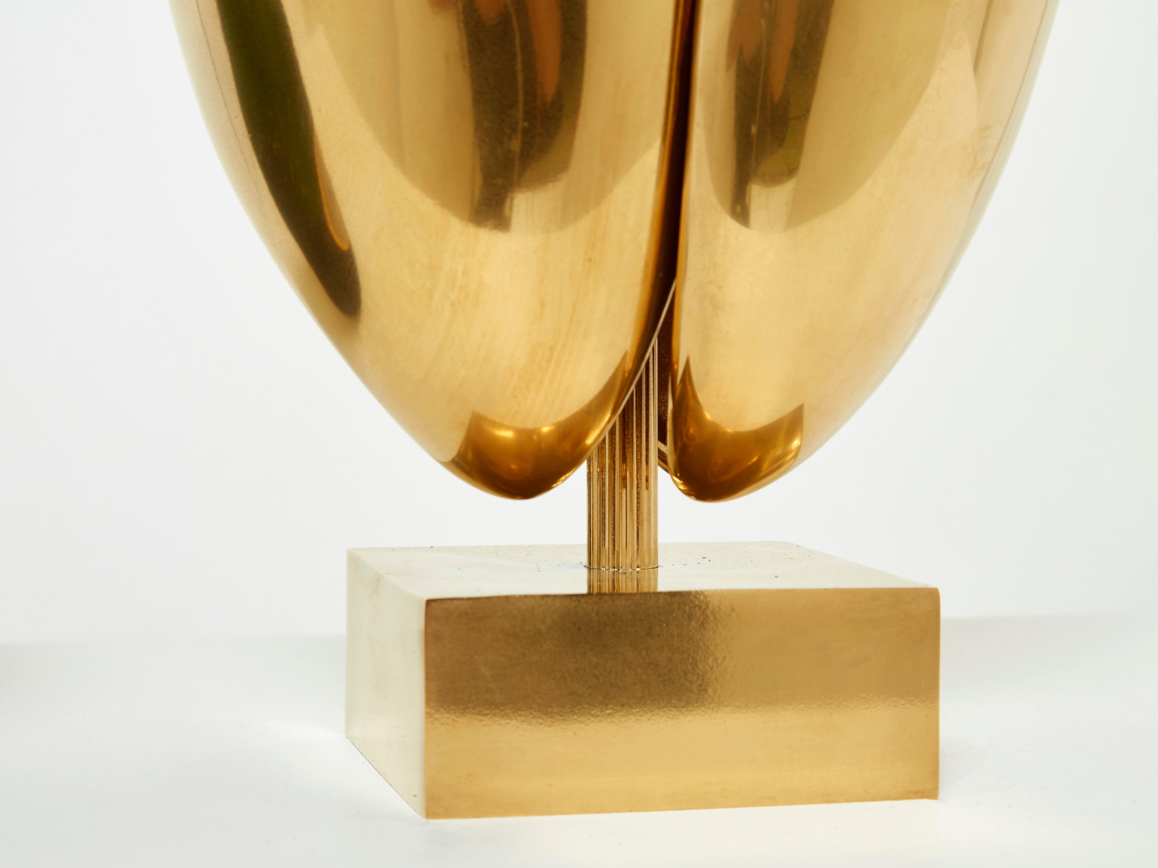 Michel Armand gilt bronze modernist Flame sculpture table lamp 1970