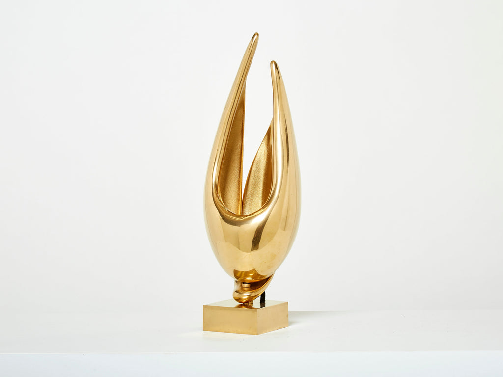 Michel Armand gilt bronze modernist sculpture table lamp 1970