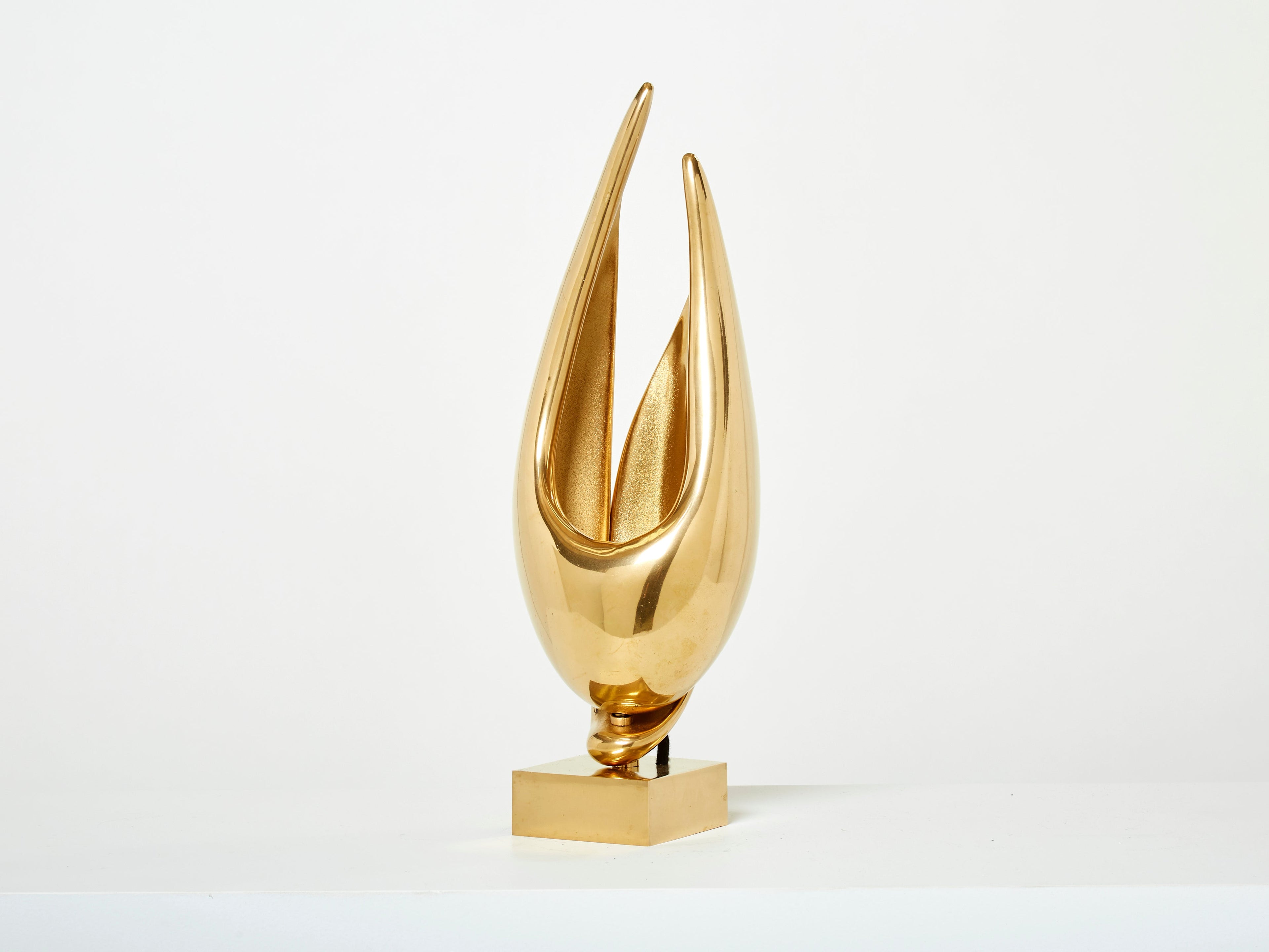 Michel Armand gilt bronze modernist sculpture table lamp 1970
