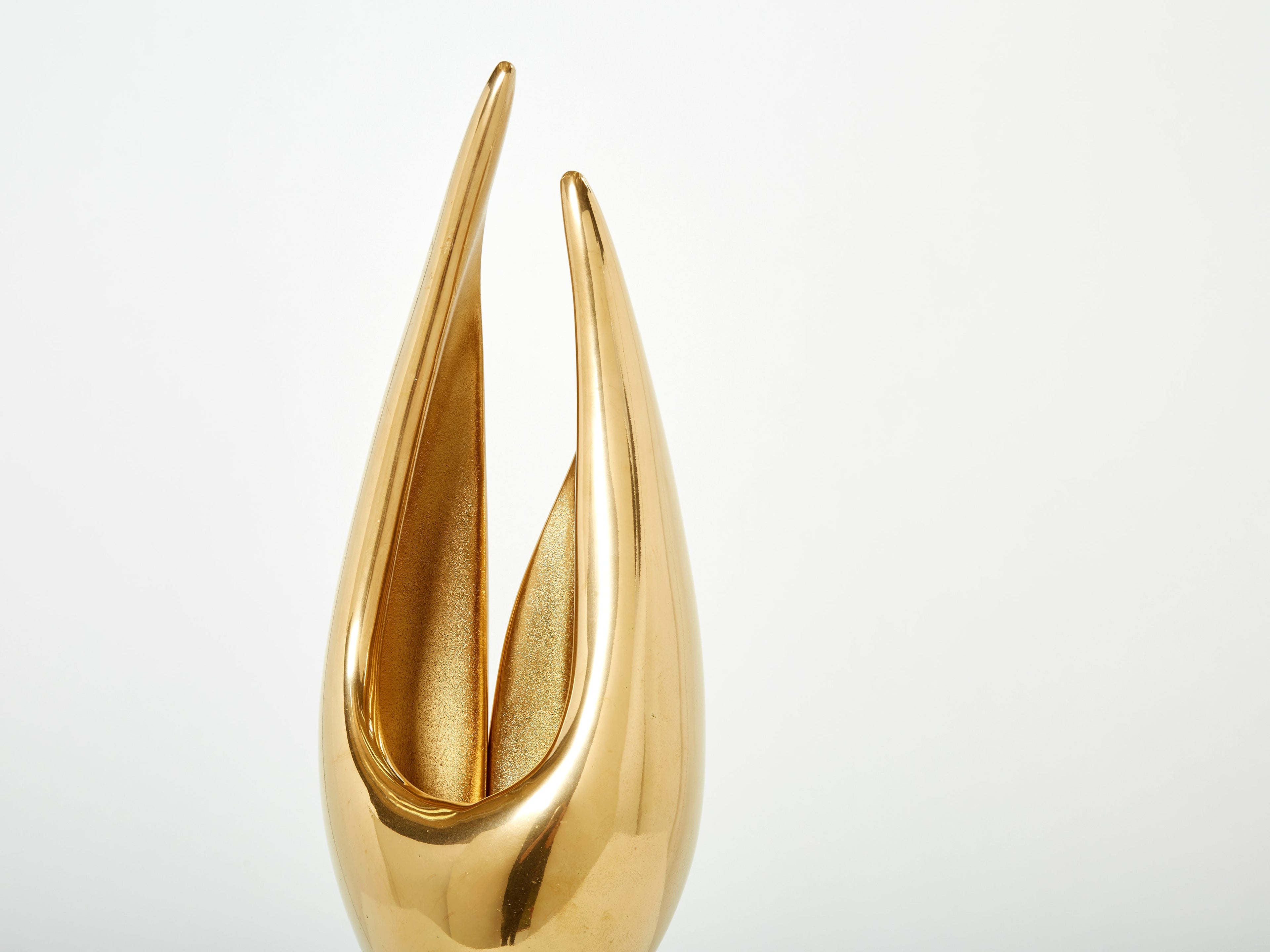 Michel Armand gilt bronze modernist sculpture table lamp 1970