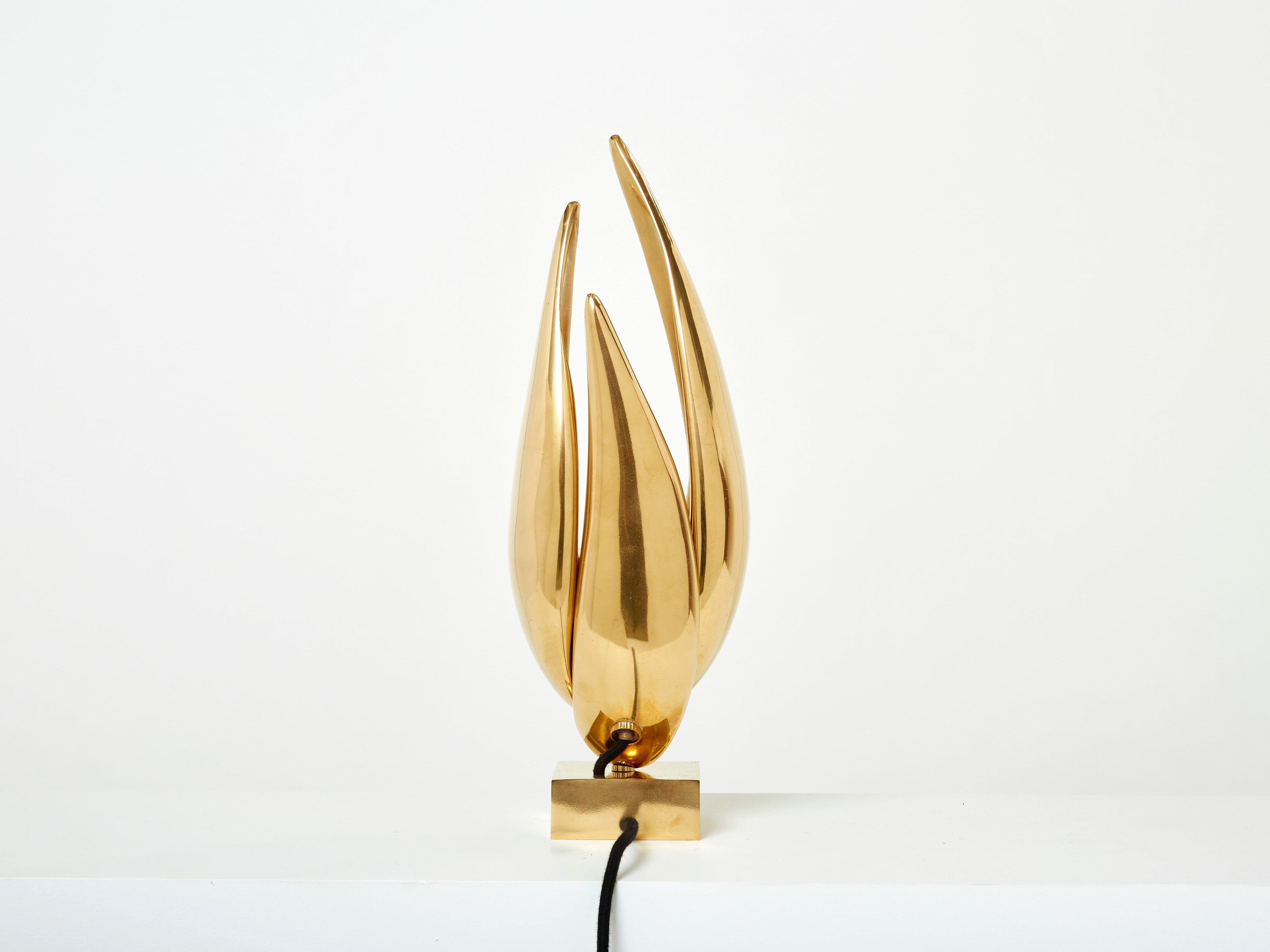 Michel Armand gilt bronze modernist sculpture table lamp 1970