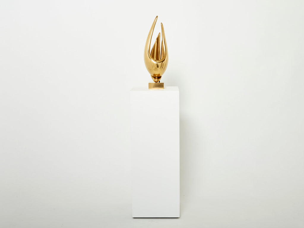 Michel Armand gilt bronze modernist sculpture table lamp 1970