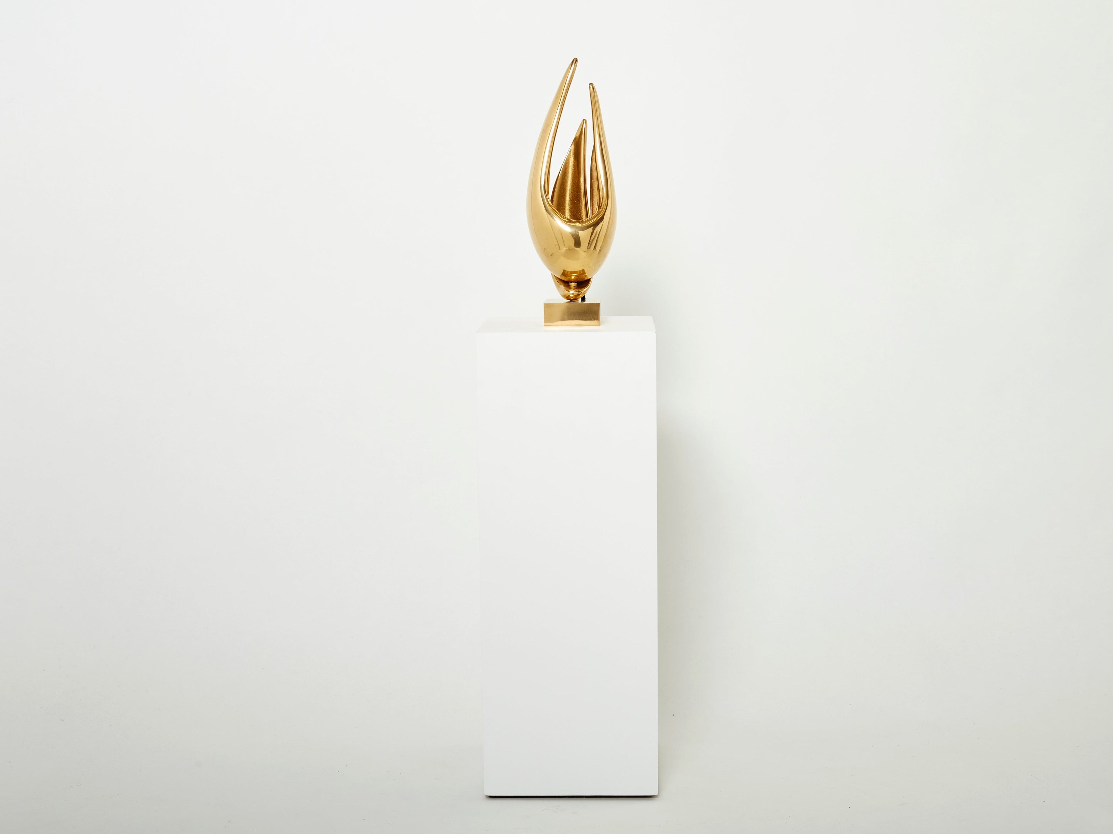 Michel Armand gilt bronze modernist sculpture table lamp 1970