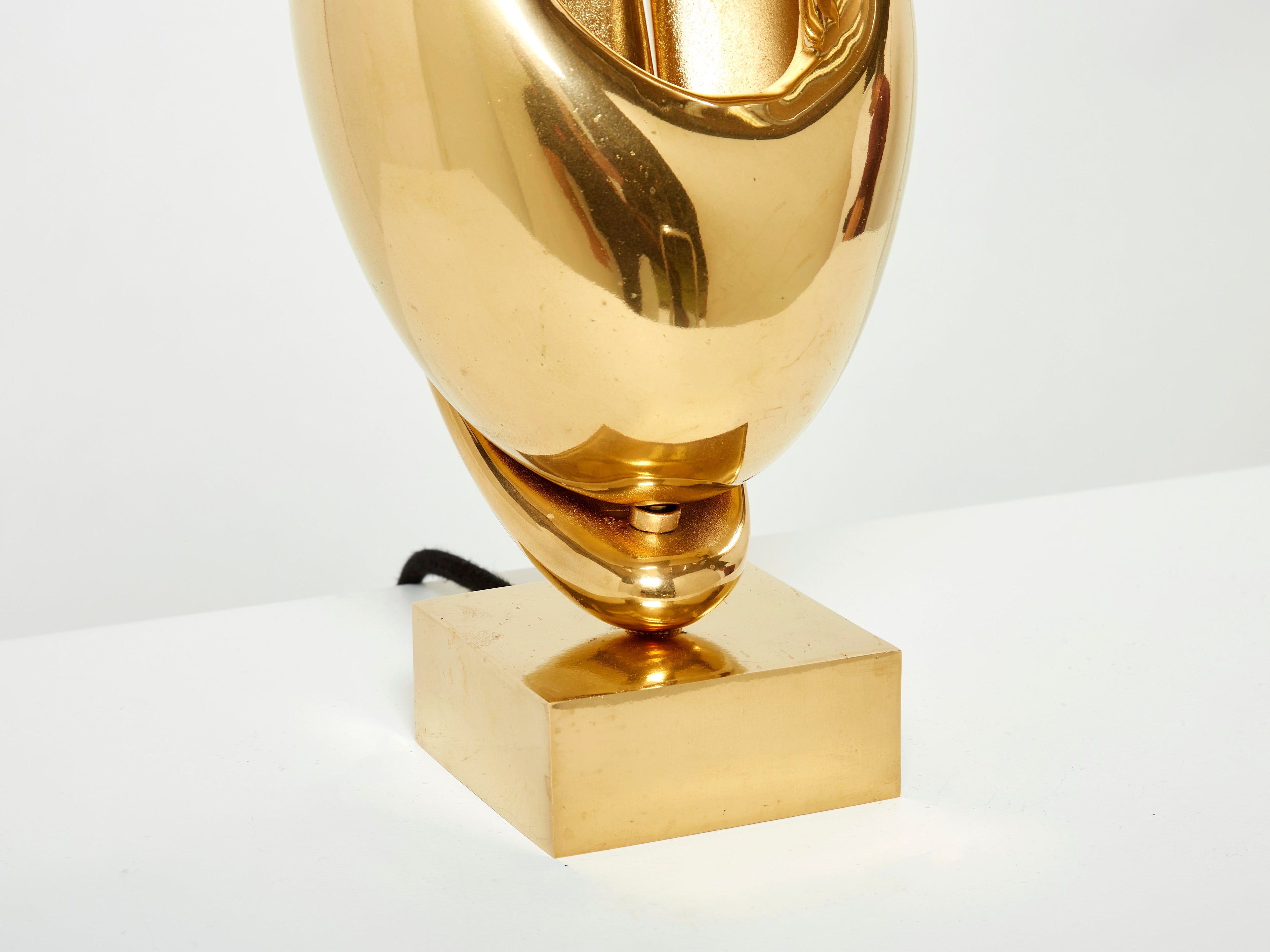 Michel Armand gilt bronze modernist sculpture table lamp 1970