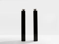 Michel Boyer pair of black lacquered and nickeled metal floor lamps 1979