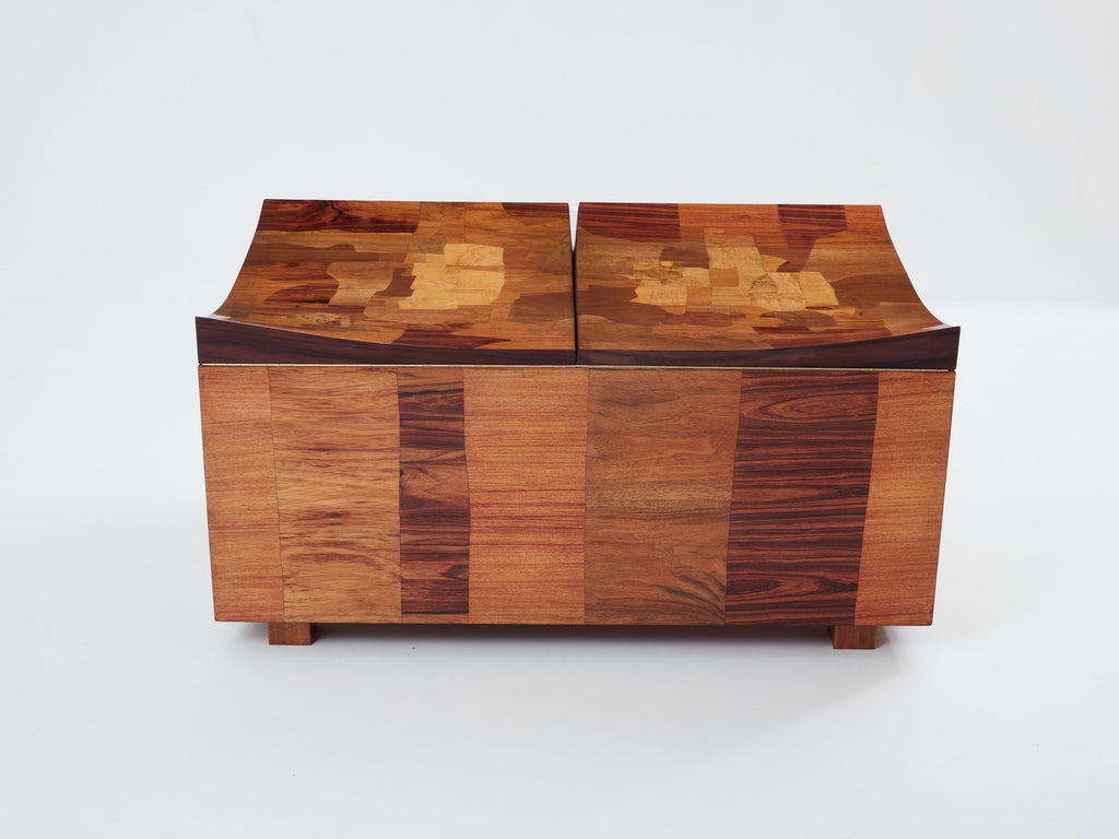 Michel Lefèvre veneer marquetry cabinet bar chest 1960
