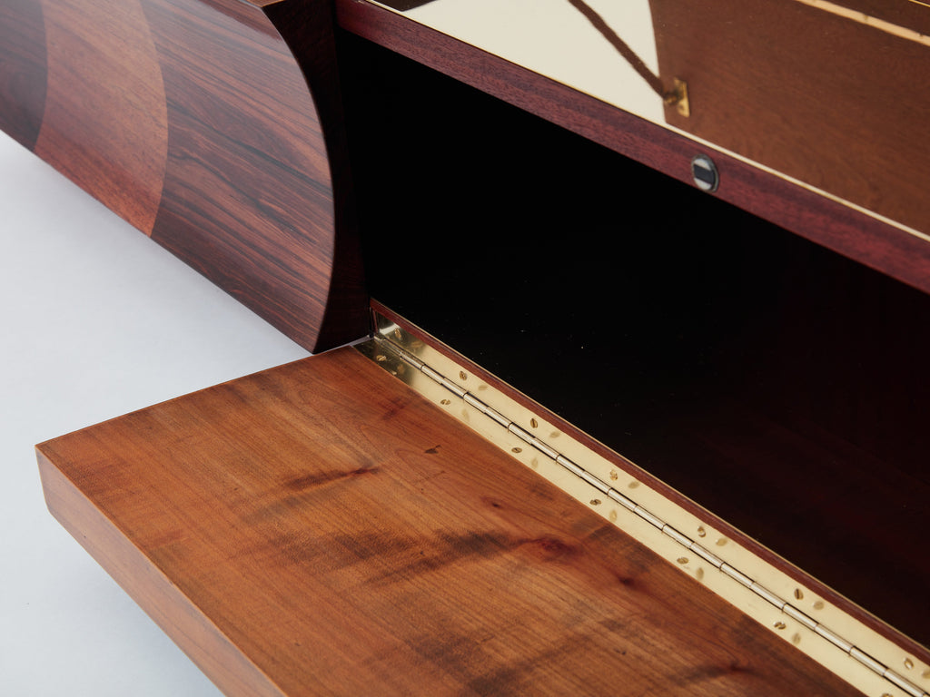 Michel Lefèvre veneer marquetry cabinet bar chest 1960