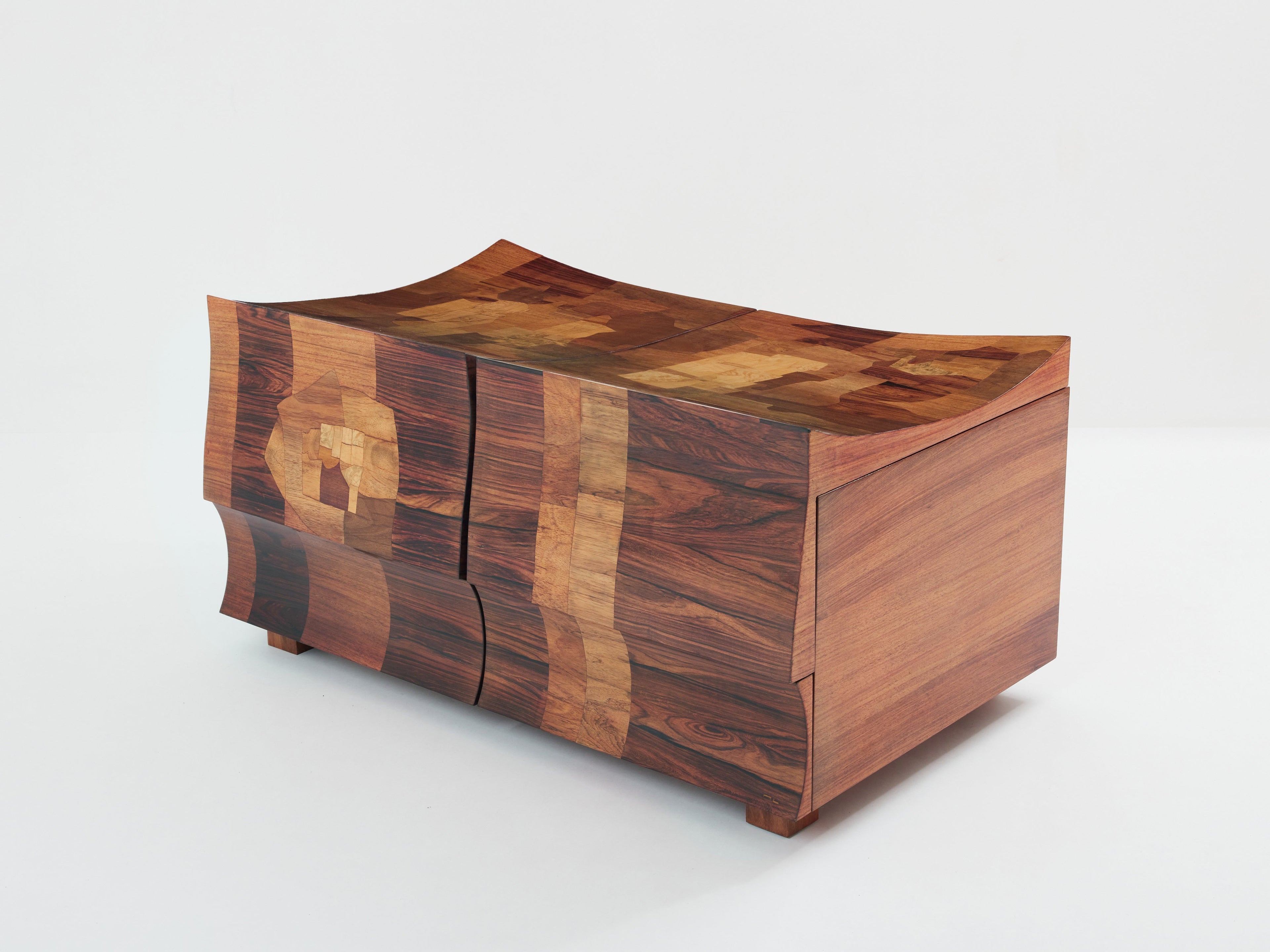 Michel Lefèvre veneer marquetry cabinet bar chest 1960