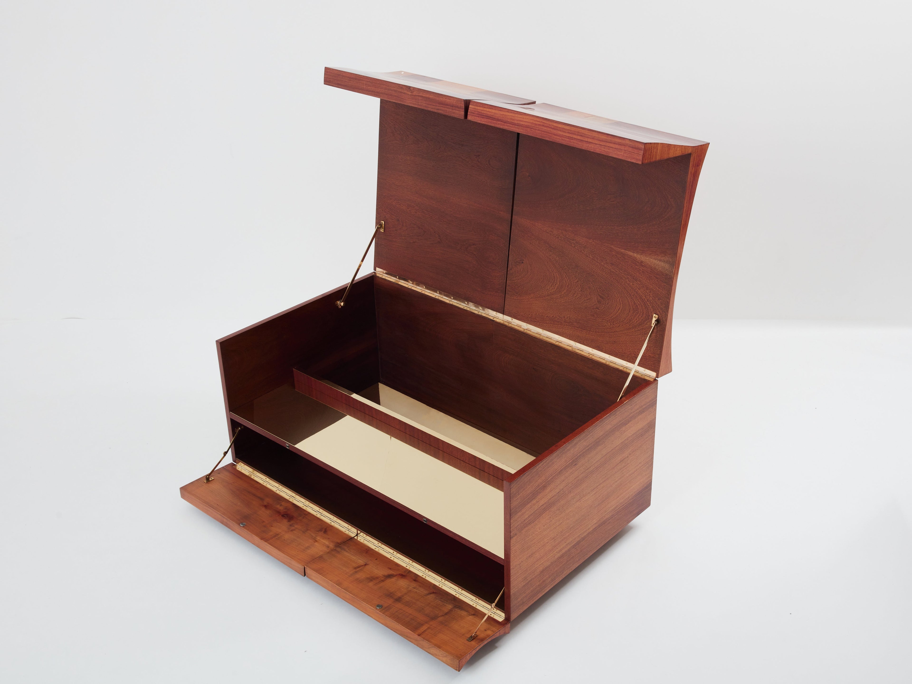 Michel Lefèvre veneer marquetry cabinet bar chest 1960
