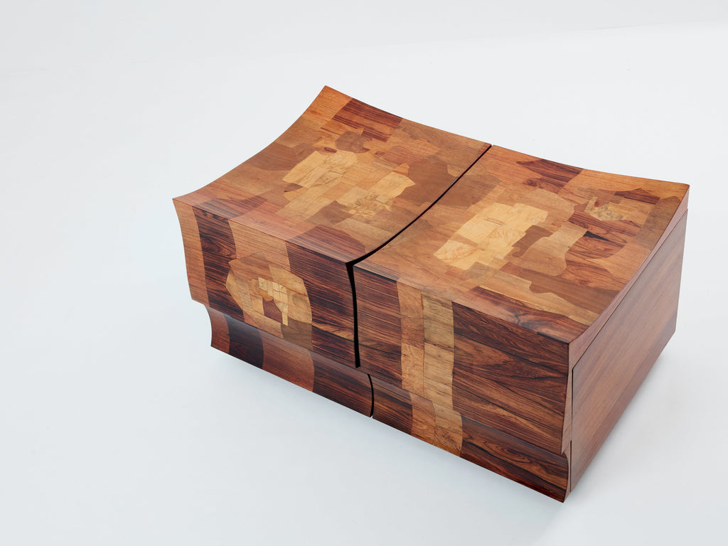 Michel Lefèvre veneer marquetry cabinet bar chest 1960