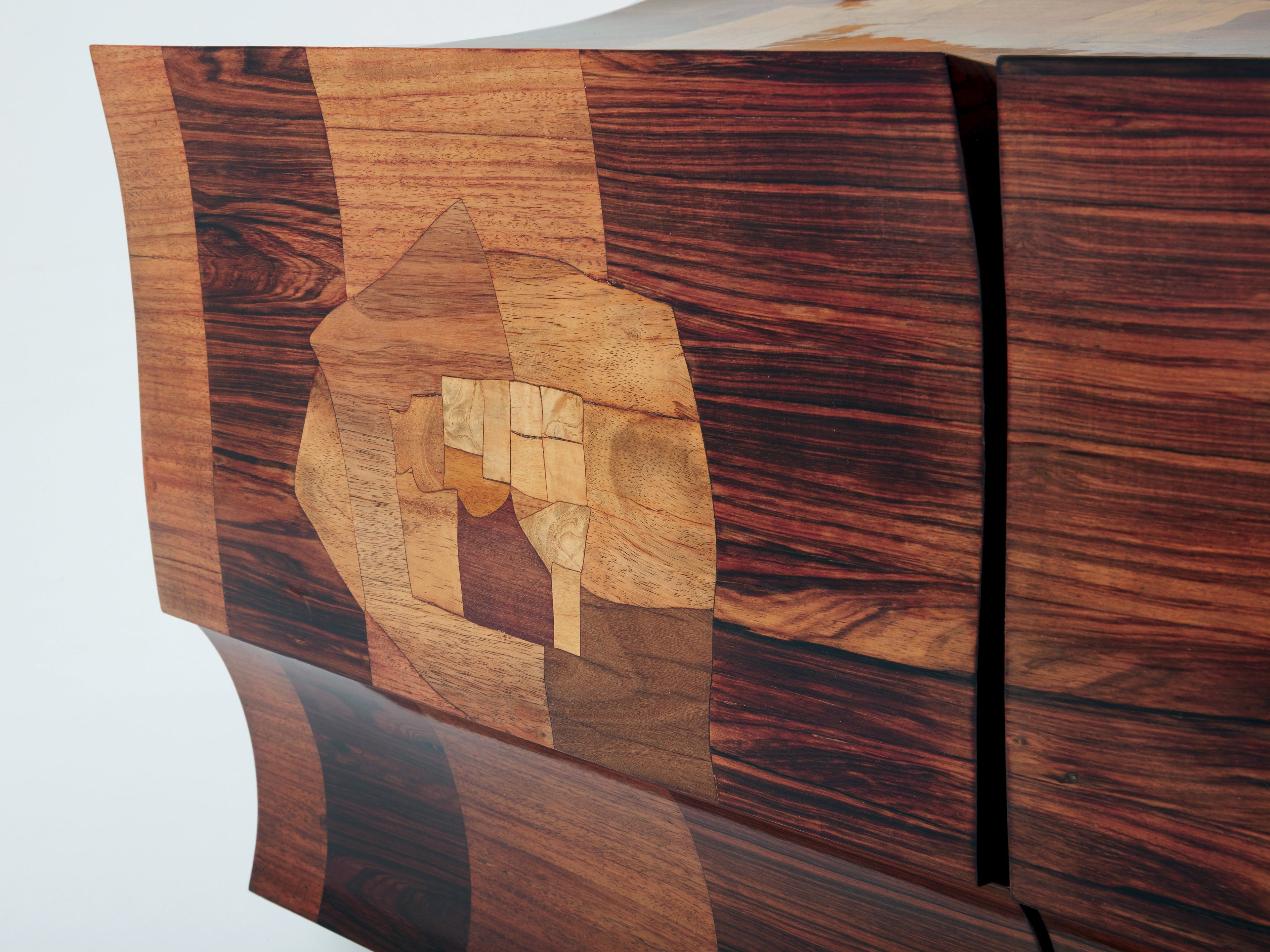 Michel Lefèvre veneer marquetry cabinet bar chest 1960