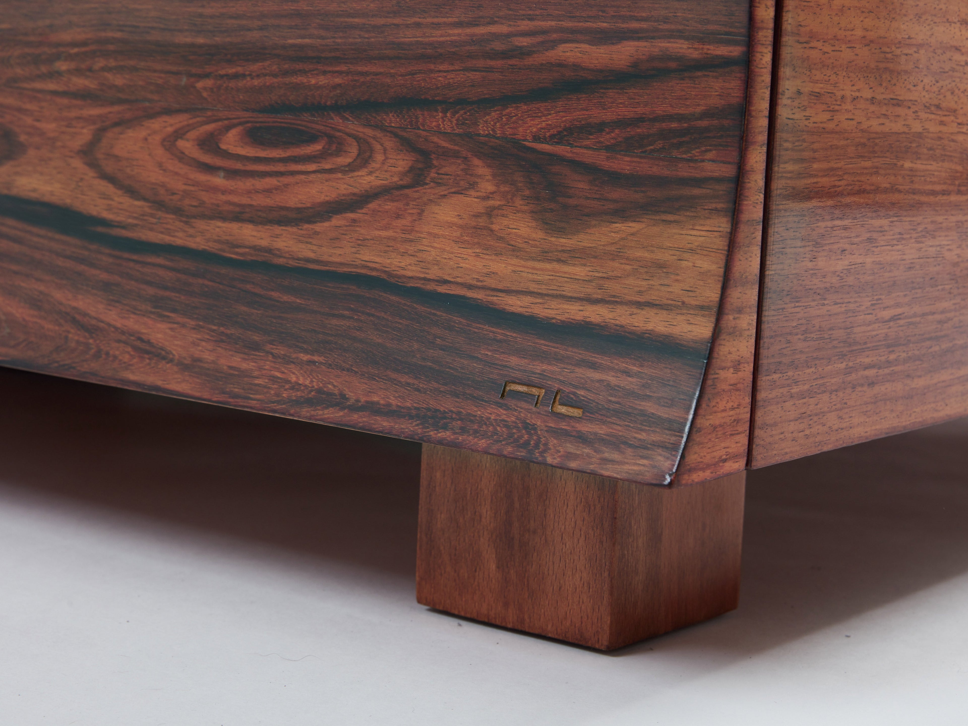 Michel Lefèvre veneer marquetry cabinet bar chest 1960