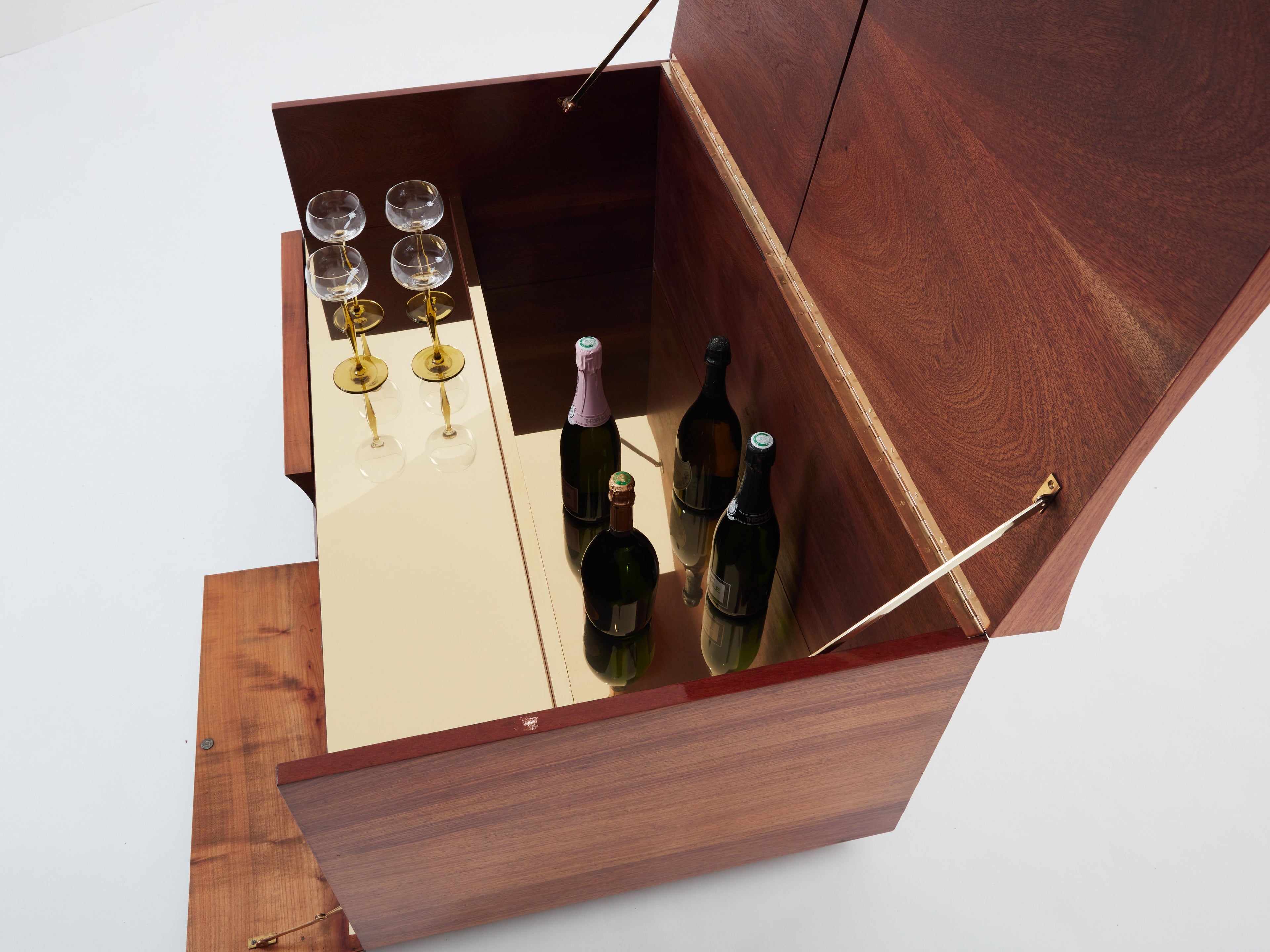 Michel Lefèvre veneer marquetry cabinet bar chest 1960