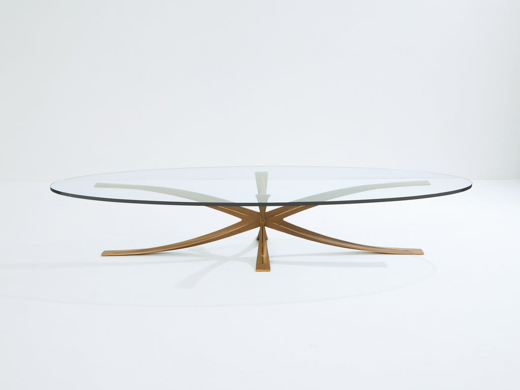 Michel Mangematin large bronze coffee table 1962