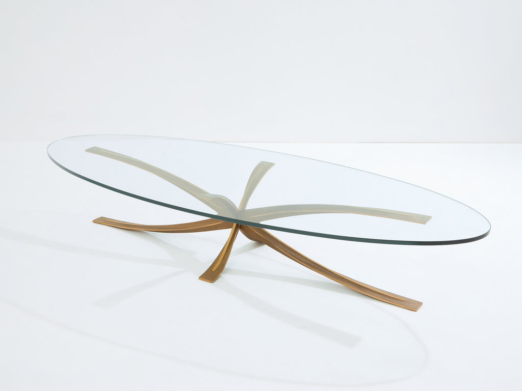 Michel Mangematin large bronze coffee table 1962