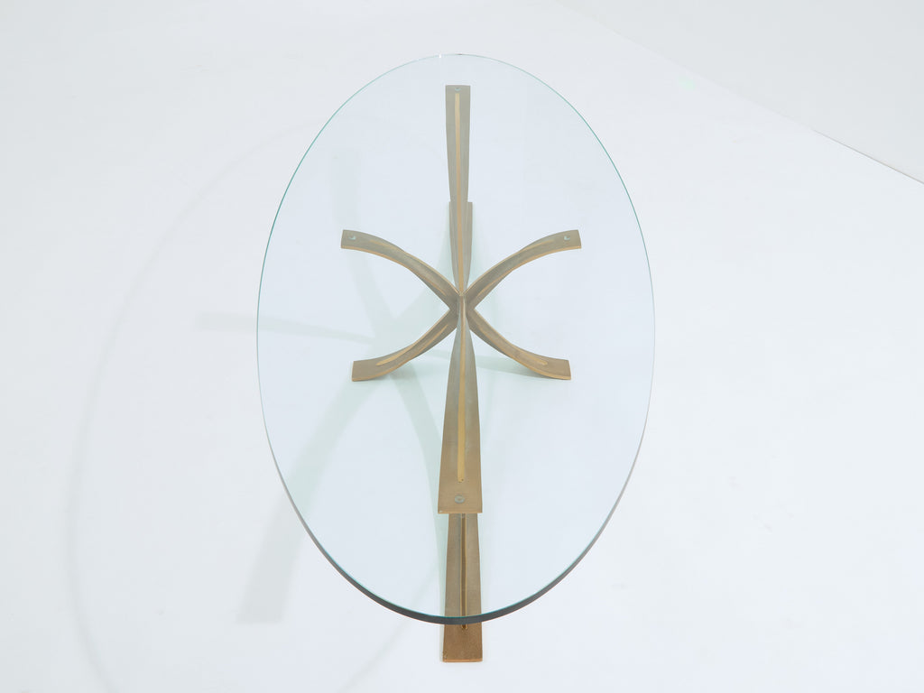 Michel Mangematin large bronze coffee table 1962