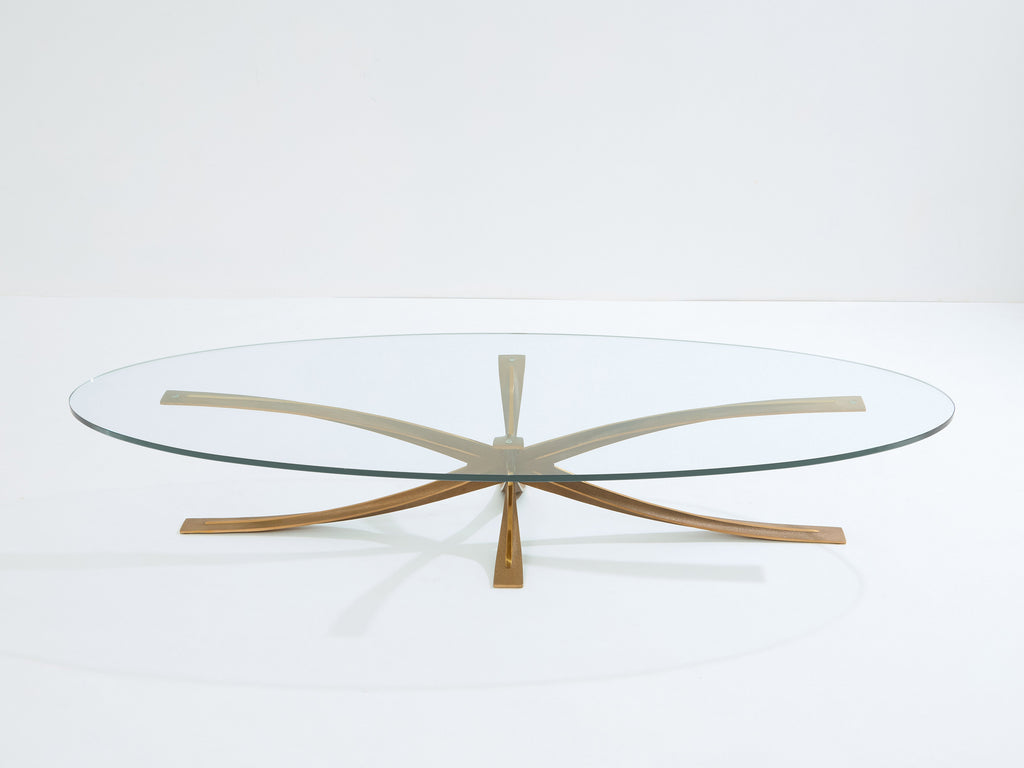 Michel Mangematin large bronze coffee table 1962