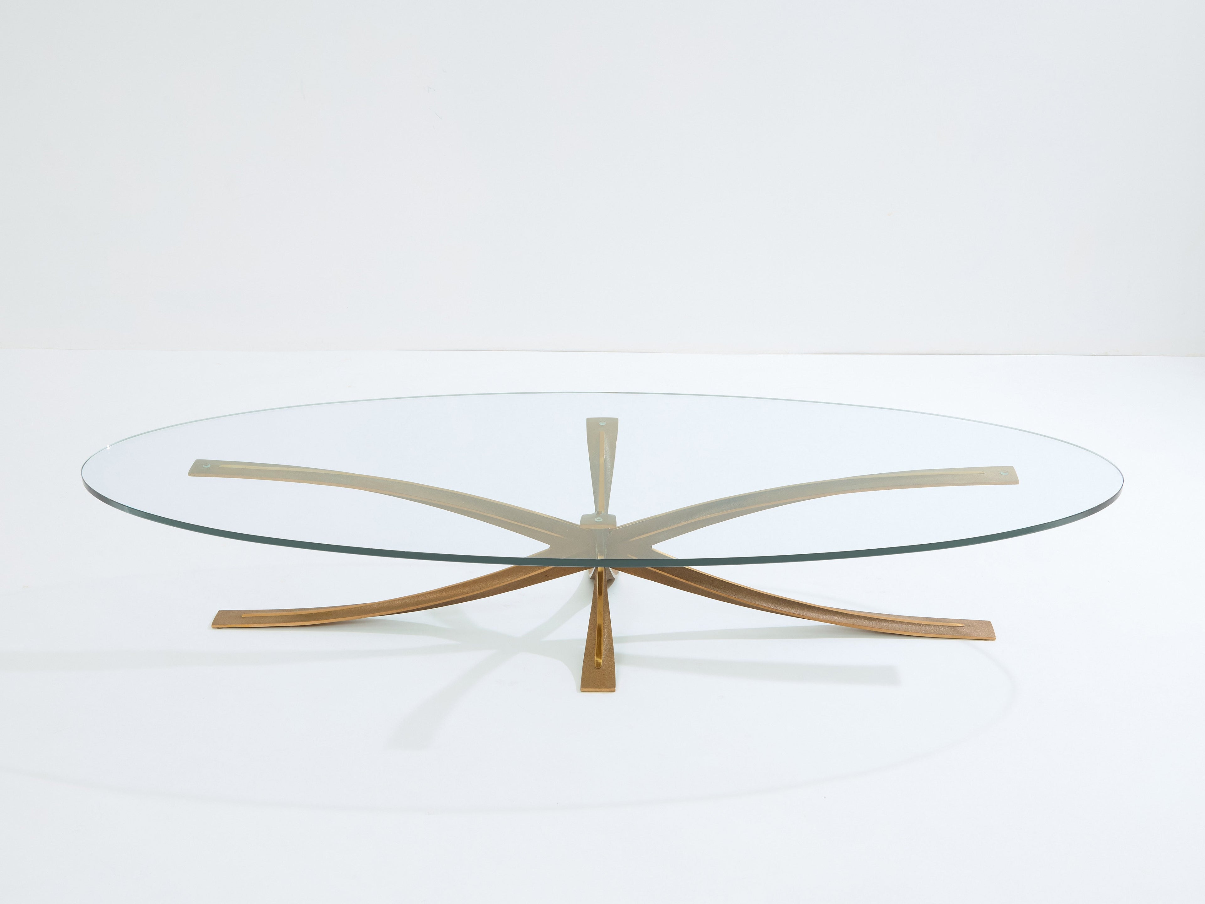 Michel Mangematin large bronze coffee table 1962