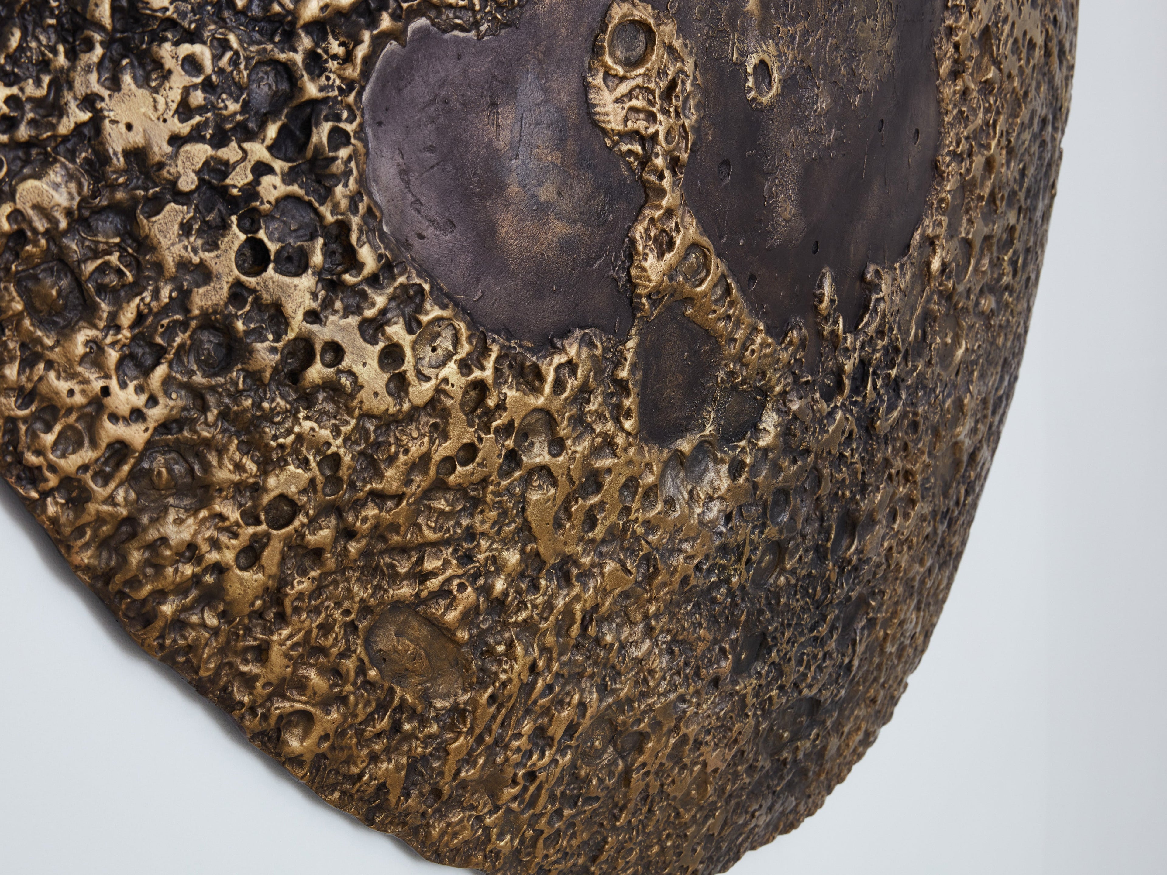 Michel Pichard bronze resin full moon wall mounted sculpture 2017