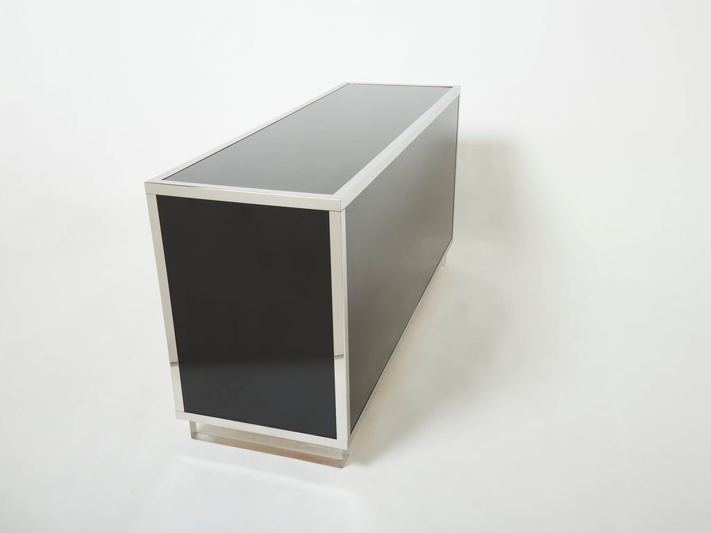 Michel Pigneres brass chrome black lucite sideboard 1970s
