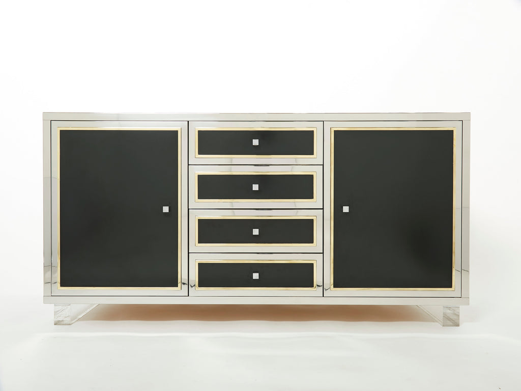 Michel Pigneres brass chrome black lucite sideboard 1970s
