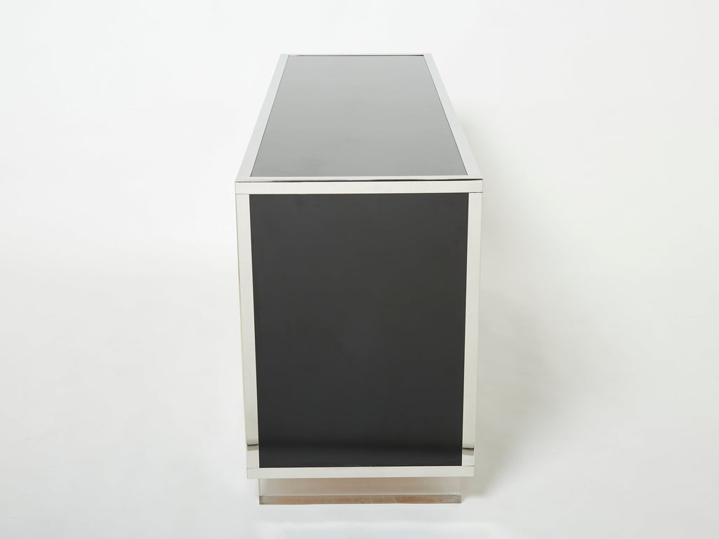 Michel Pigneres brass chrome black lucite sideboard 1970s