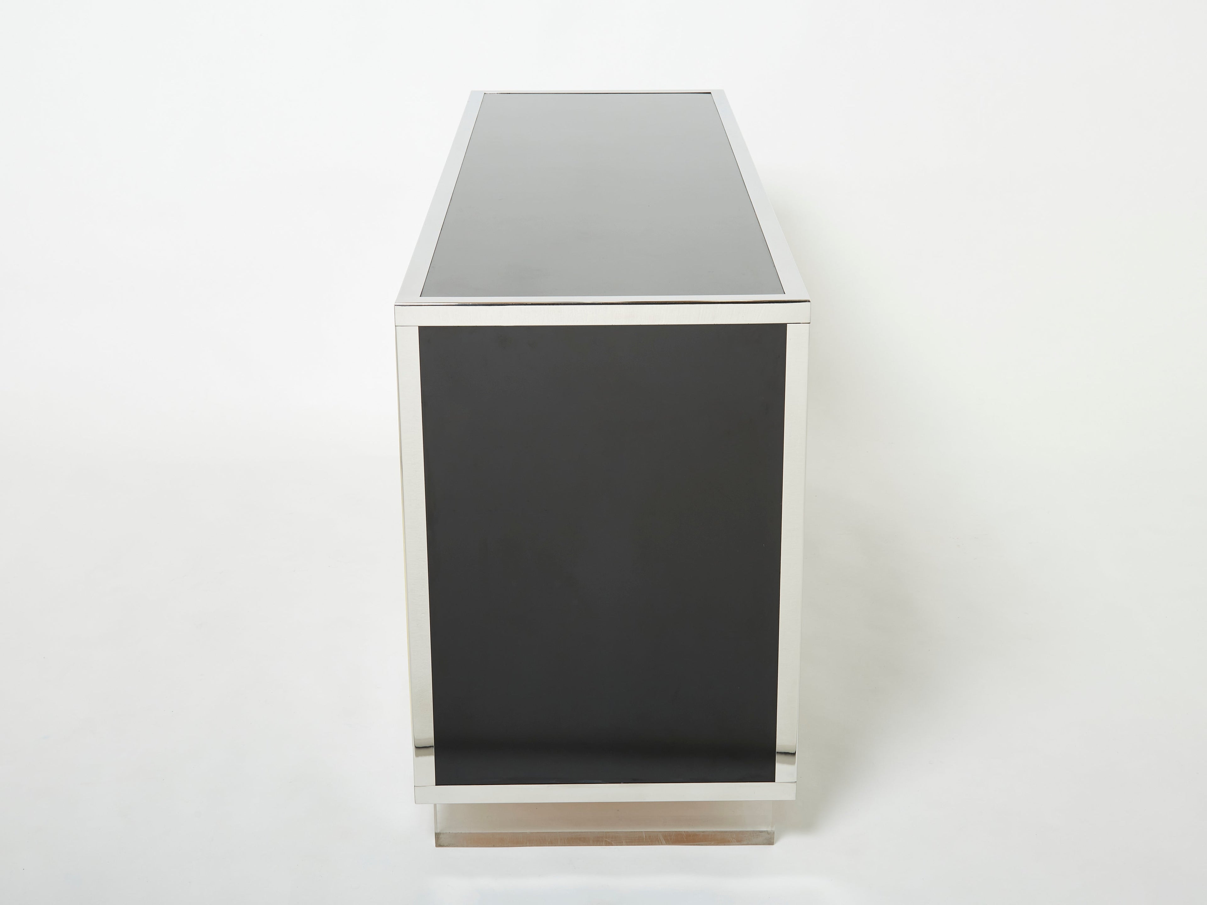 Michel Pigneres brass chrome black lucite sideboard 1970s