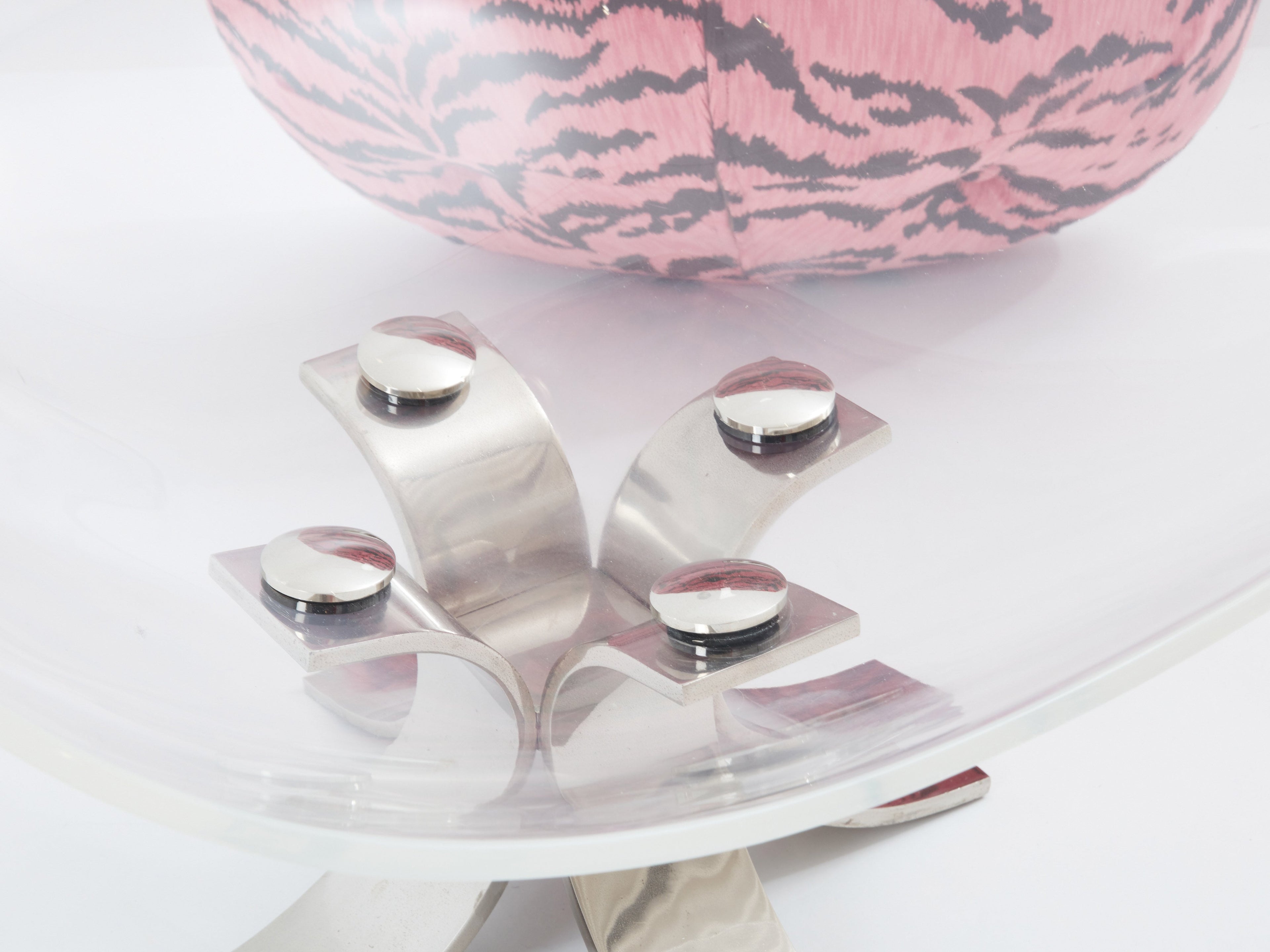 Michel Pigneres egg armchair lucite steel and velvet 1972