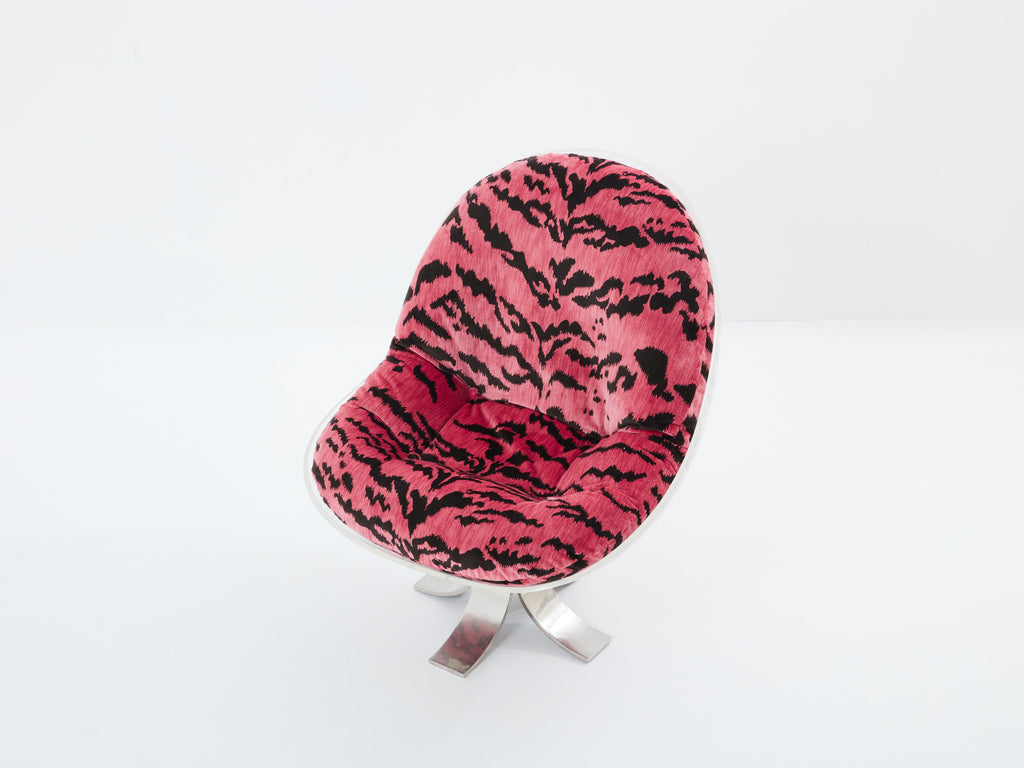 Michel Pigneres egg armchair lucite steel and velvet 1972