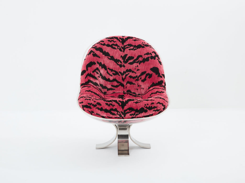 Michel Pigneres egg armchair lucite steel and velvet 1972