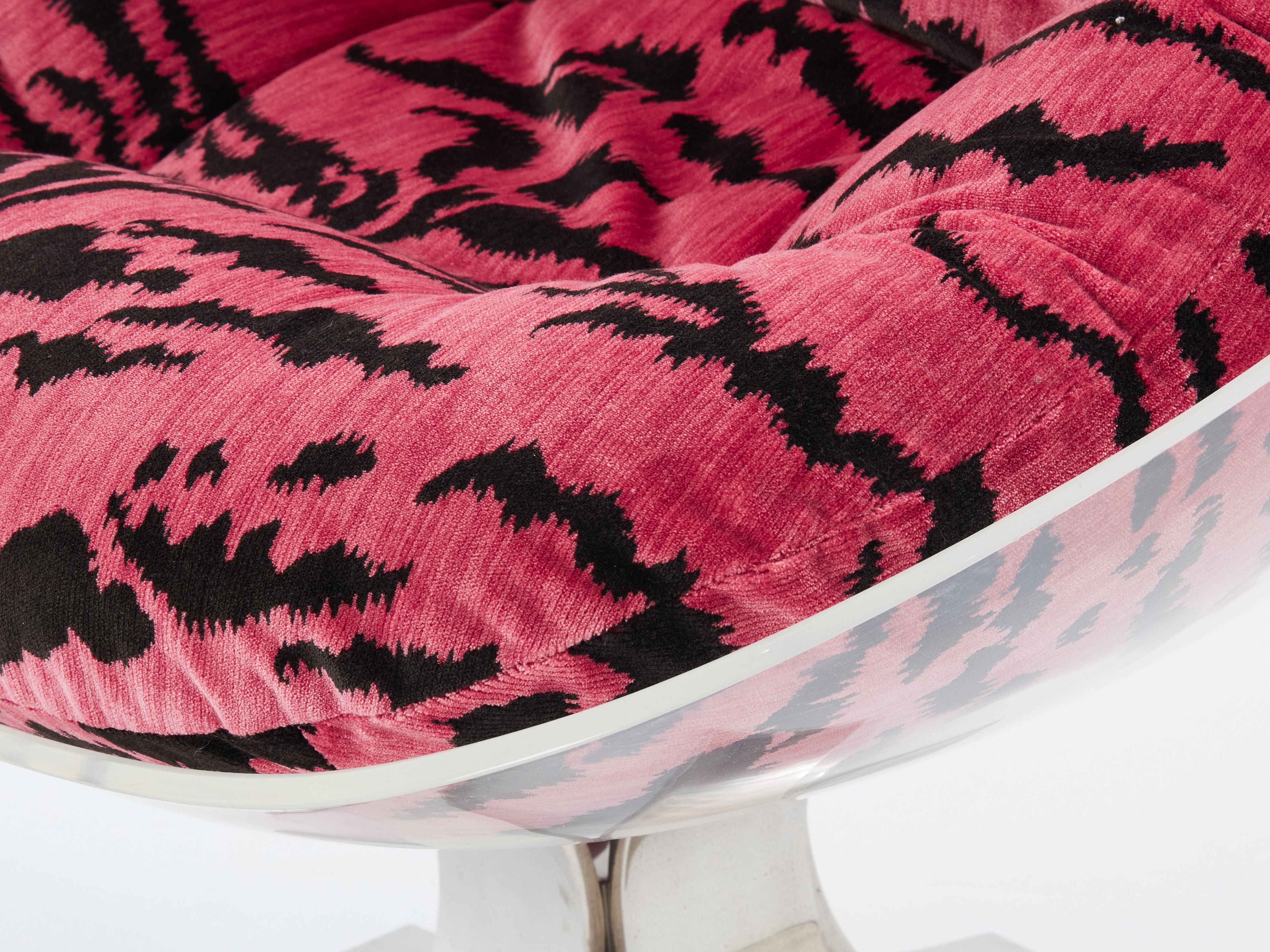 Michel Pigneres egg armchair lucite steel and velvet 1972