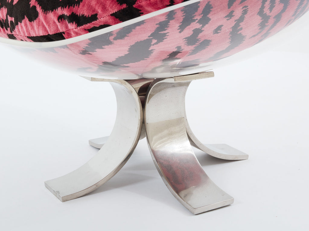 Michel Pigneres egg armchair lucite steel and velvet 1972