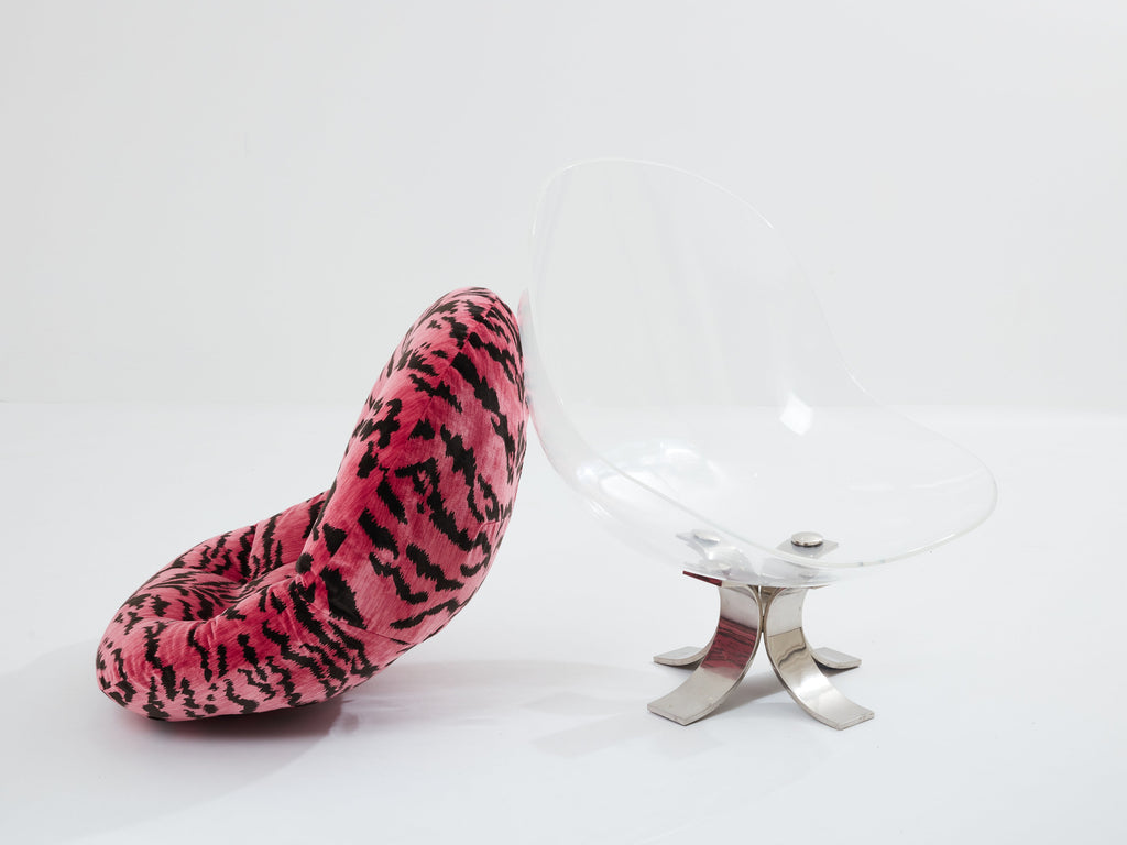 Michel Pigneres egg armchair lucite steel and velvet 1972