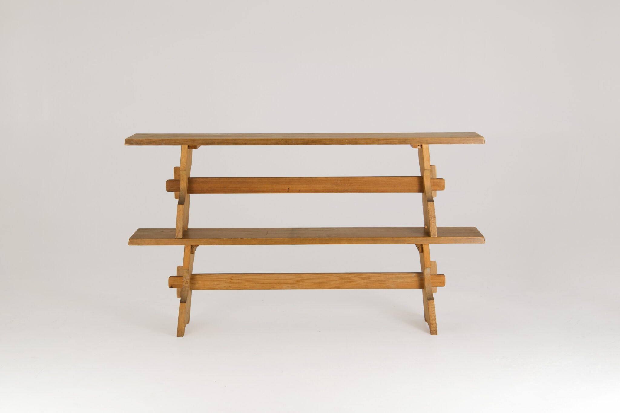 A pair of Mid-Century Brutalist Pine Benches