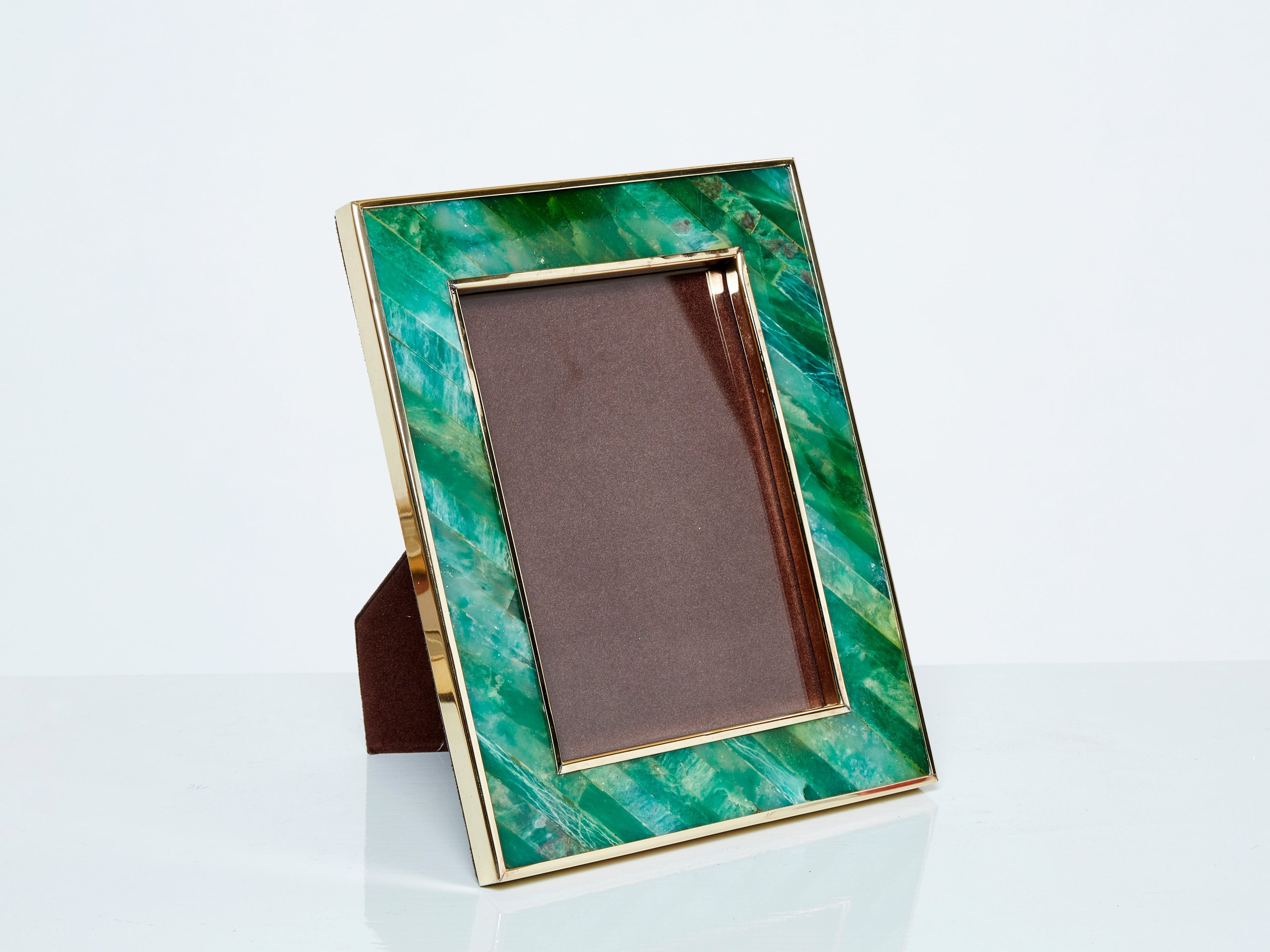 Mid-Century Italian brass malachite picture frame 1970